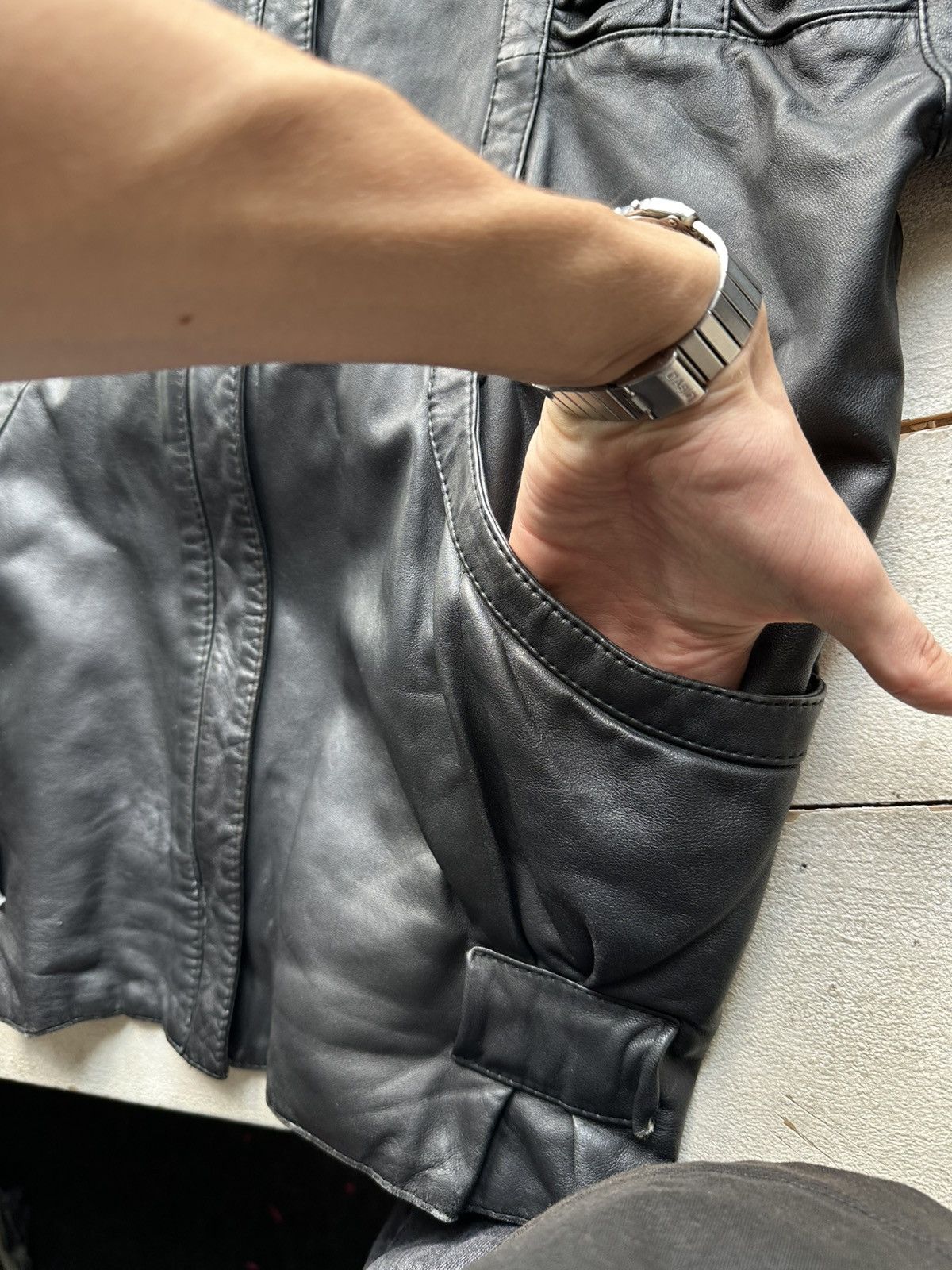 Other 🚨VNTG LEATHER JACKET AVANT GARDE ASYMMETRICAL BLACK MOTO Size US L / EU 52-54 / 3 - 6 Thumbnail