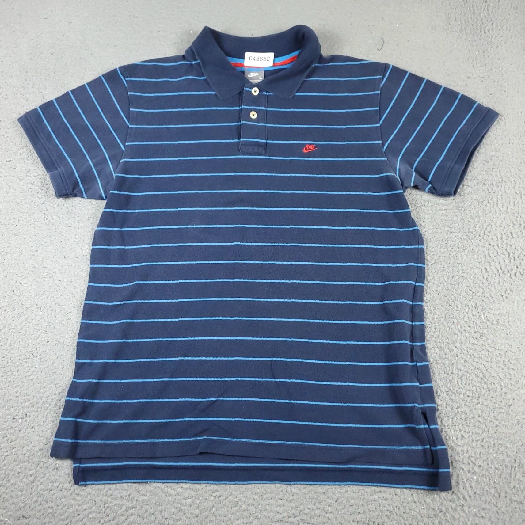 Nike VINTAGE Nike Polo Shirt Blue Striped Mens Large Cotton Short Sleeve Y2K Swoosh Size US L / EU 52-54 / 3 - 2 Thumbnail