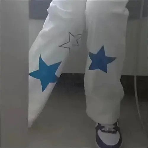 Other Stars Pattern Graffiti Trousers Straight Wide Leg Pants Size US 32 / EU 48 - 2 Thumbnail