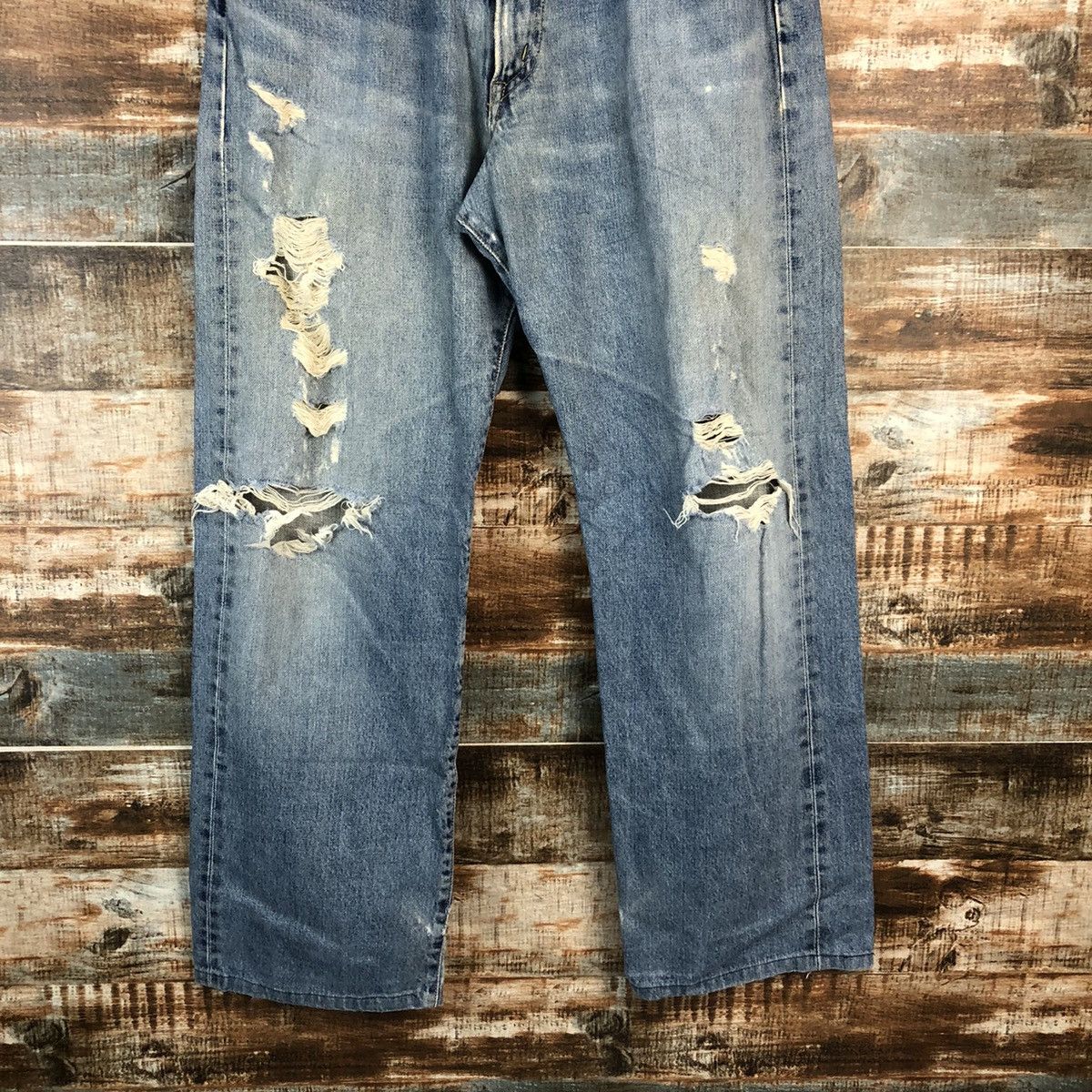 Edwin DLL Edwin Blue selvedge Distressed ripped Denim Pants #C250 Size US 34 / EU 50 - 3 Thumbnail