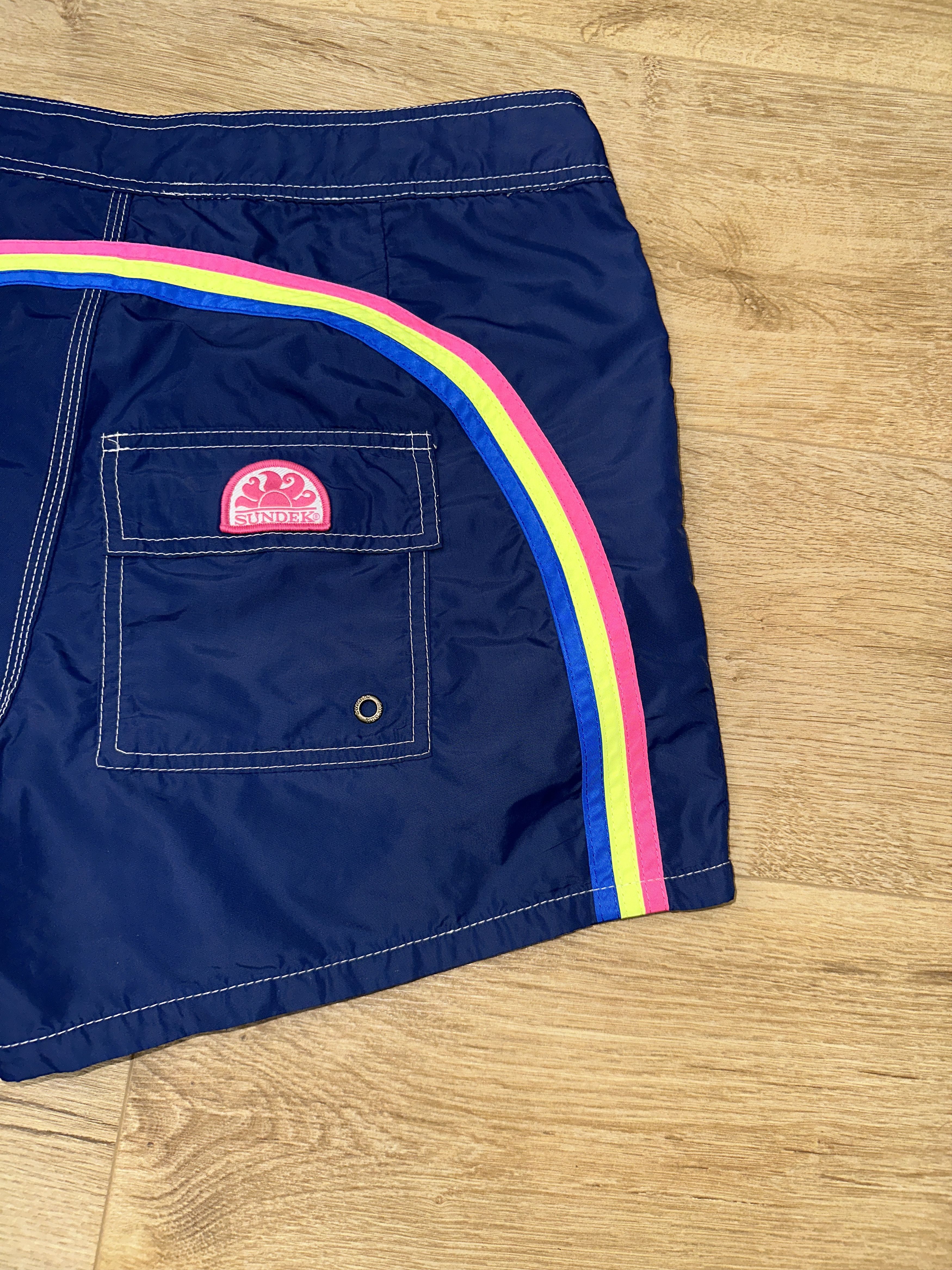 Sundek Sundek 33 Rainbow Striped Swim Shorts Surf Trunks Size 33 Size US 33 - 3 Thumbnail