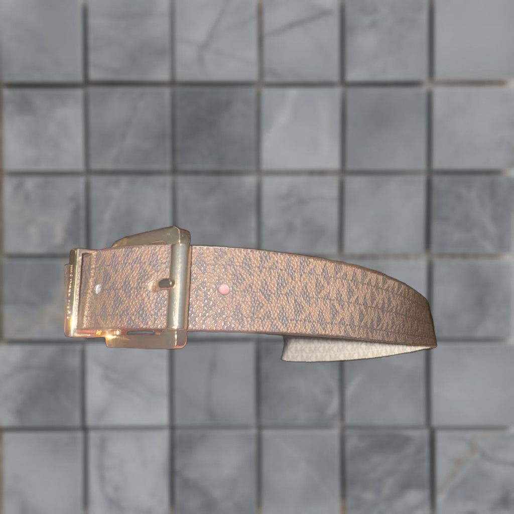 Michael Kors VINTAGE Michael Kors Reversible Belt Brown & White Gold Buckle Size 34 MK Logo Designer Size ONE SIZE - 1 Thumbnail