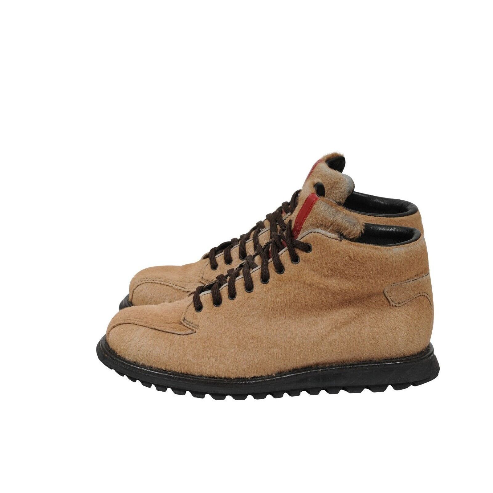 Prada Hiking Boots Brown Tan Ponyhair - 02069 Size US 7.5 / EU 40-41 - 4 Thumbnail
