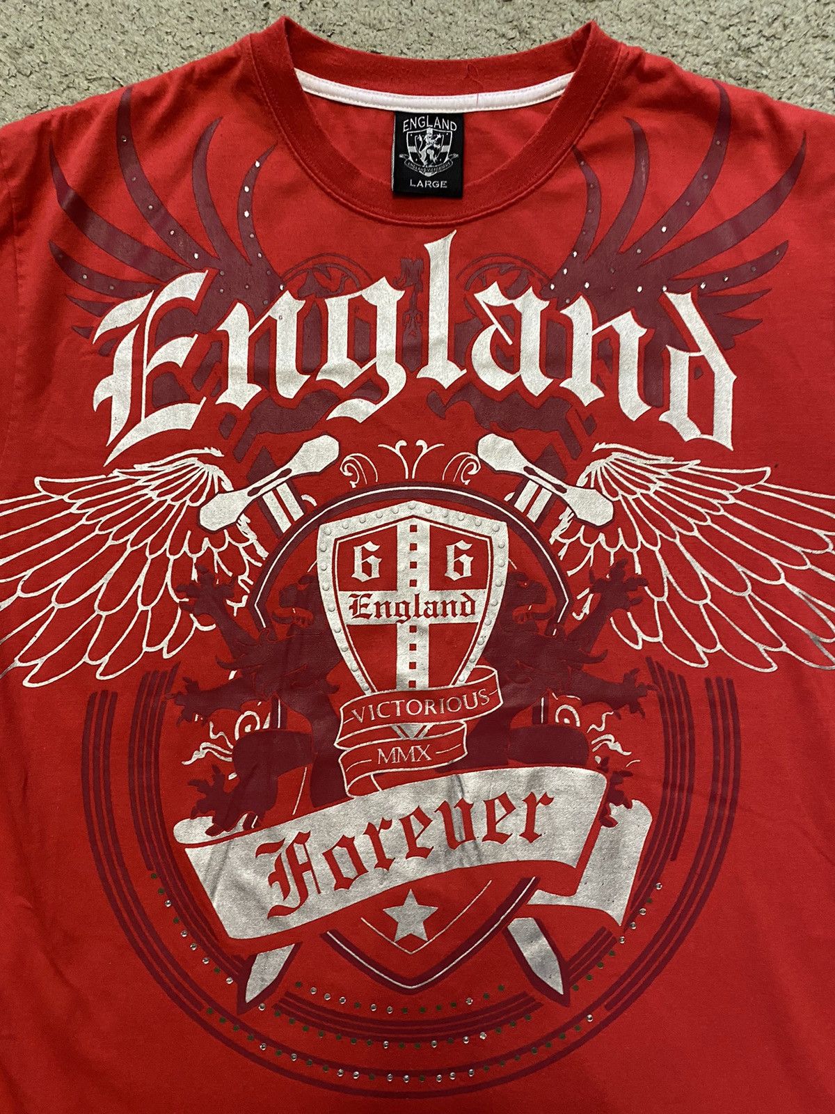 Affliction × Vintage Rare England Victorious Affliction Style Cyber-Y2K Tee Size US L / EU 52-54 / 3 - 3 Thumbnail