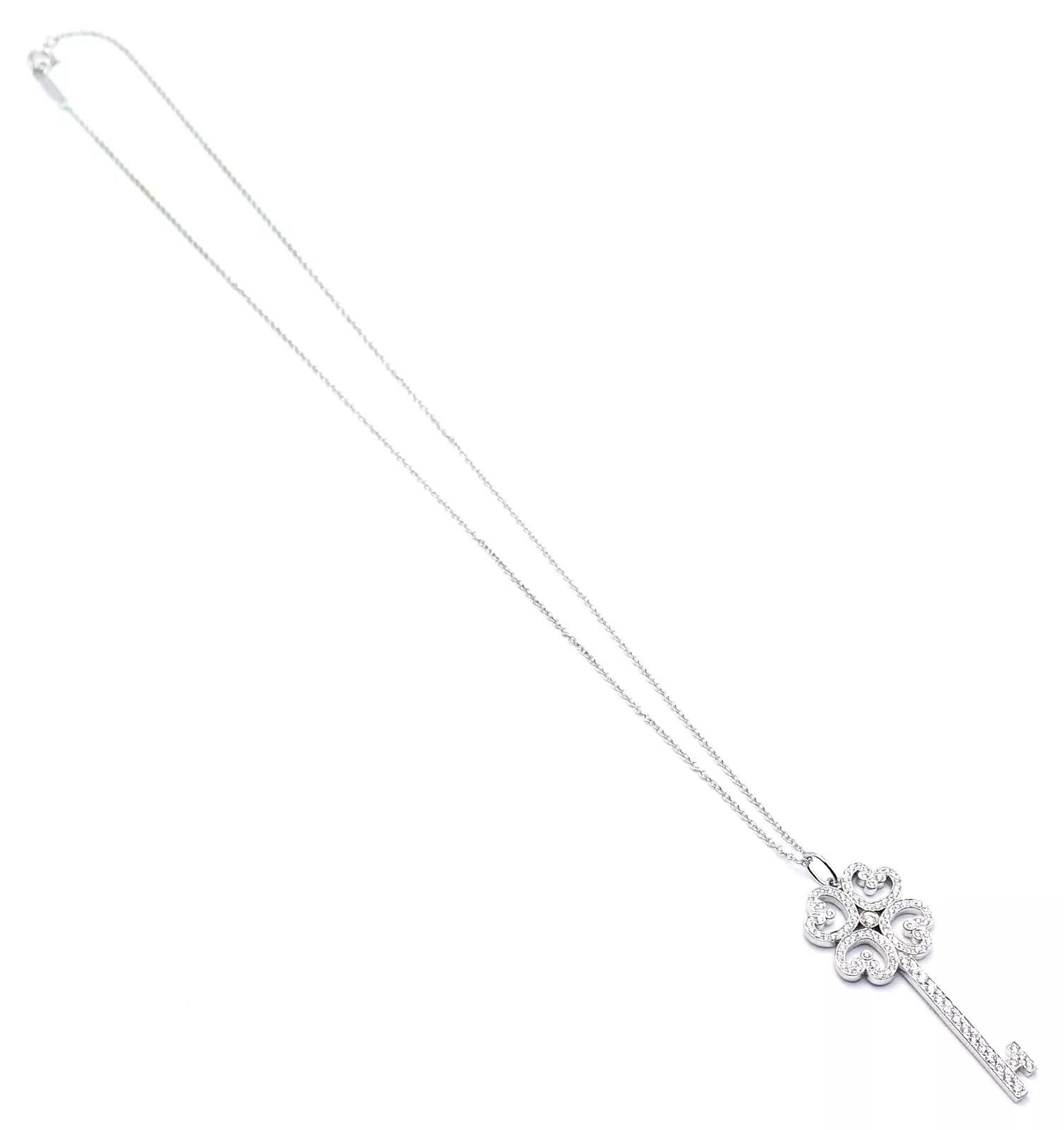 Tiffany & Co. 18k White Gold Enchant Quatra Heart Key Pendant Necklace Size ONE SIZE - 11 Thumbnail