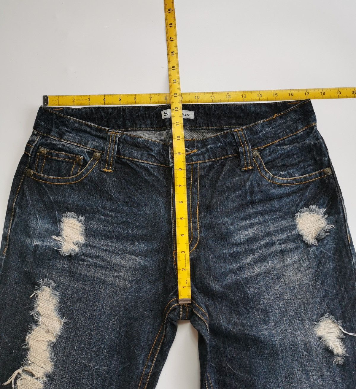 Japanese Brand SORRIDERE DISTRESSED FLARE JEANS Size US 34 / EU 50 - 10 Thumbnail