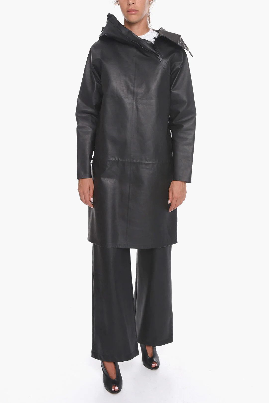 Bottega Veneta og1mm0426 Leather Raincoat in Black Size XXS / US 00 / IT 34 - 4 Thumbnail