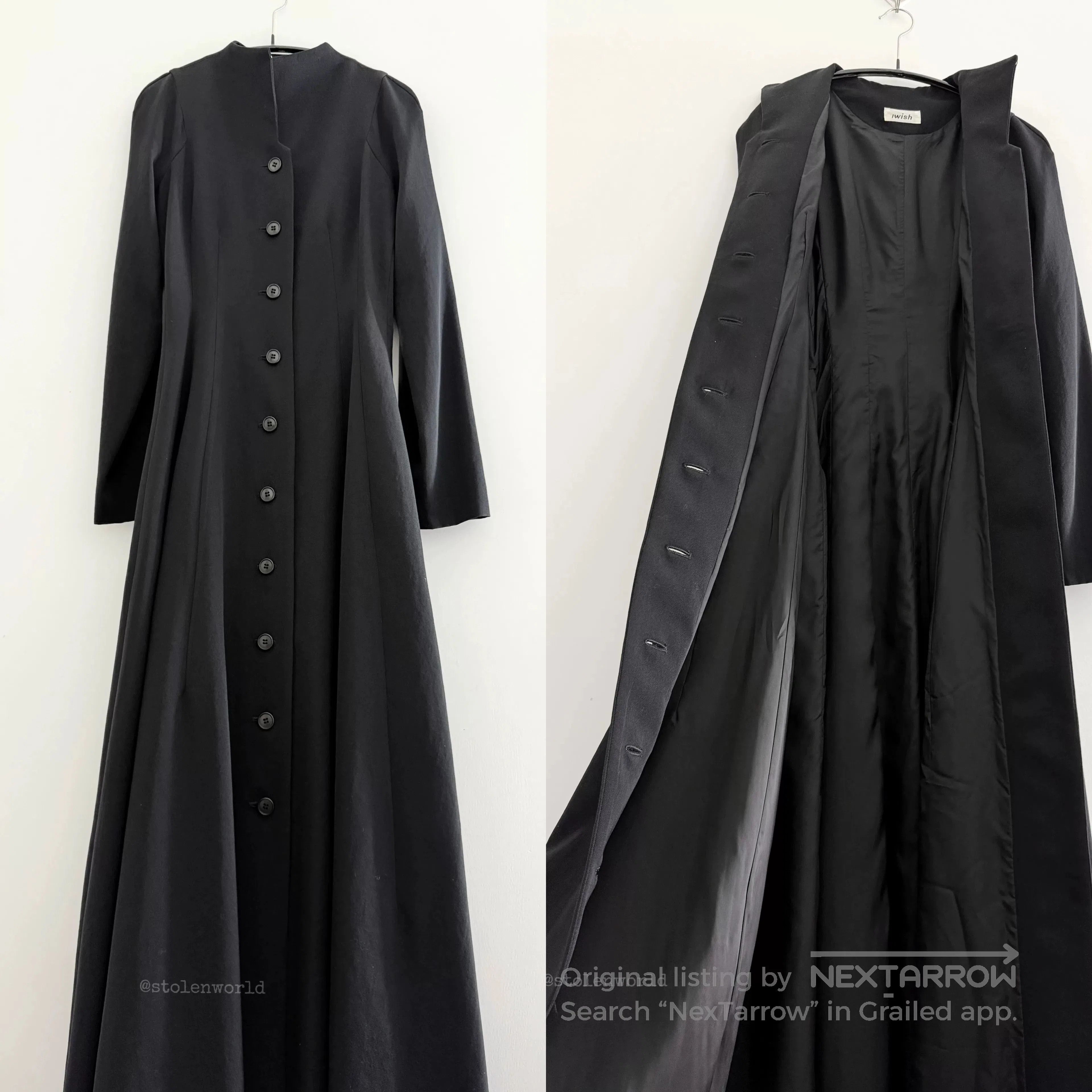 Yashi Yamamuri elegant black long wool dress. Size M / US 6-8 / IT 42-44 - 7 Thumbnail