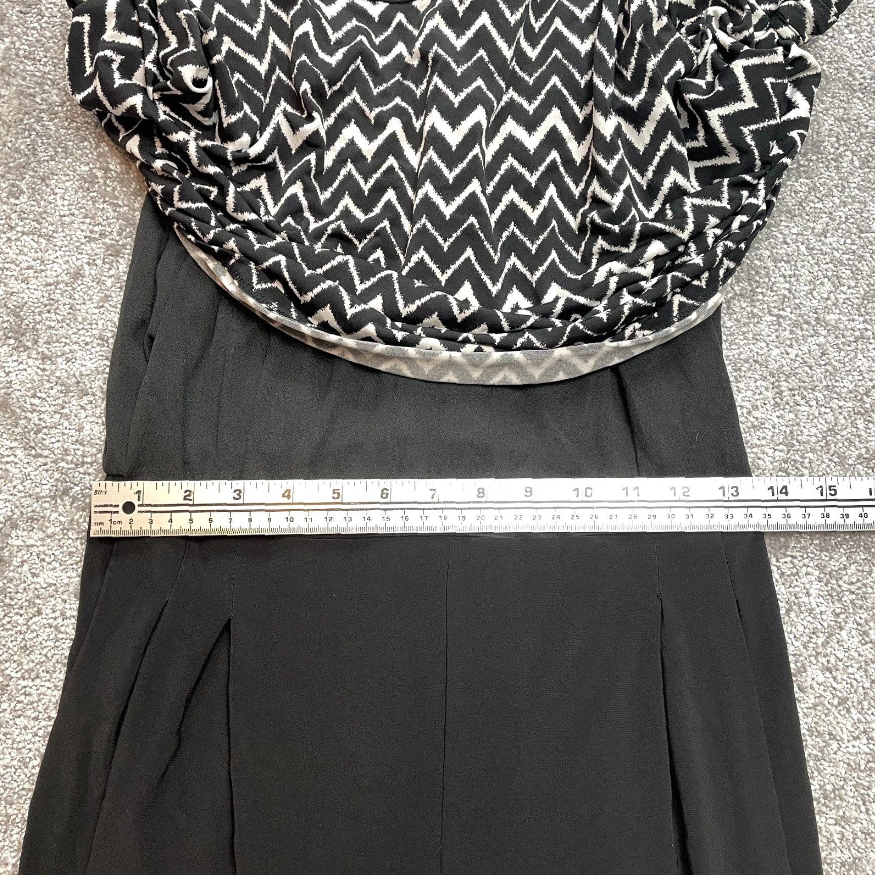Sami & Jo Jumpsuit Womens Plus 1X Black Zig Zag Sleeveless Wide Leg Stretch Geometric Pattern\