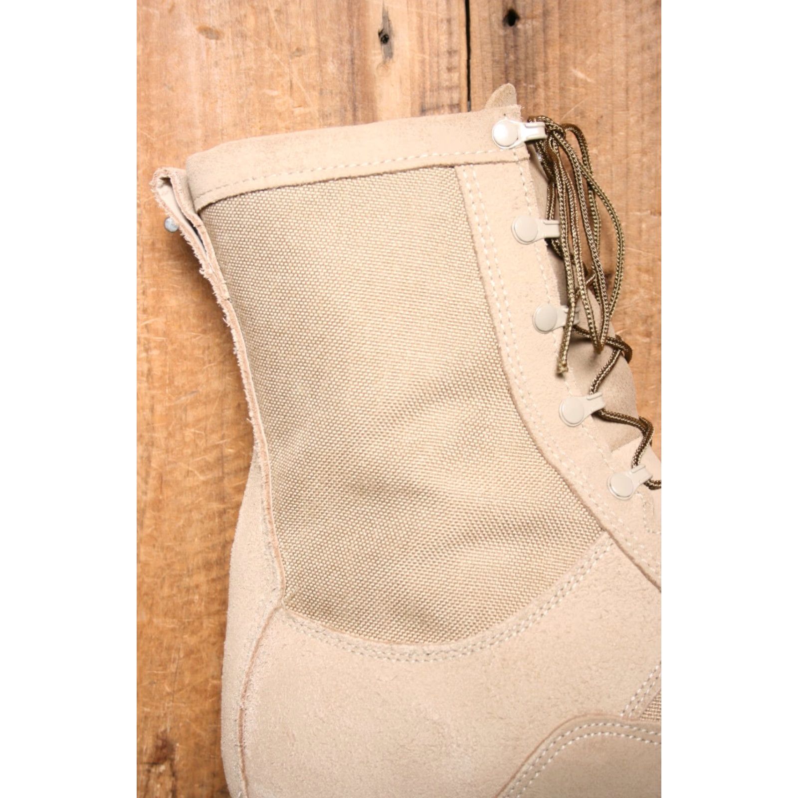 Vintage Bates Boots Mens Combat Boot Tan Suede Canvas Gore-Tex Waterproof 14 XW Vibram Sole 03-D-0321 Military Shoes Sz. 14 Leather Upper? Size US 14 / EU 47 - 7 Thumbnail
