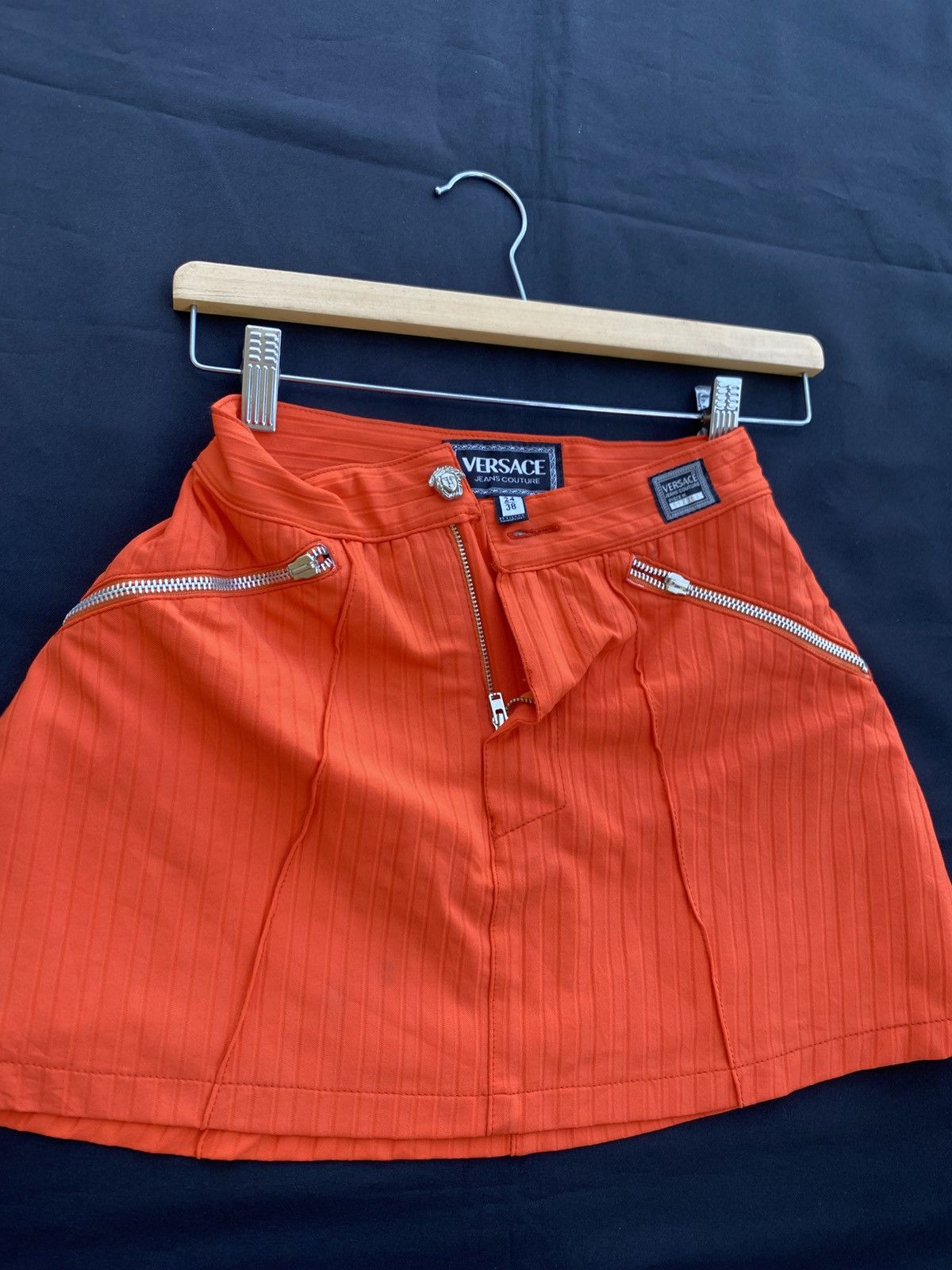 Versace Rare Vintage Versace Orange Mini Skirt Size 23" - 3 Thumbnail