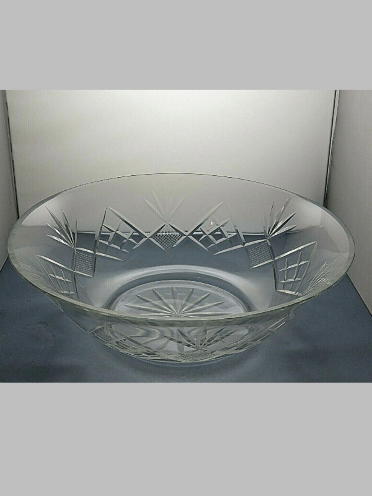 The Unbranded Brand Large Crystal Cut Glass Fruit Salad Serving Bowl 4 3/4" Size ONE SIZE - 1 Thumbnail