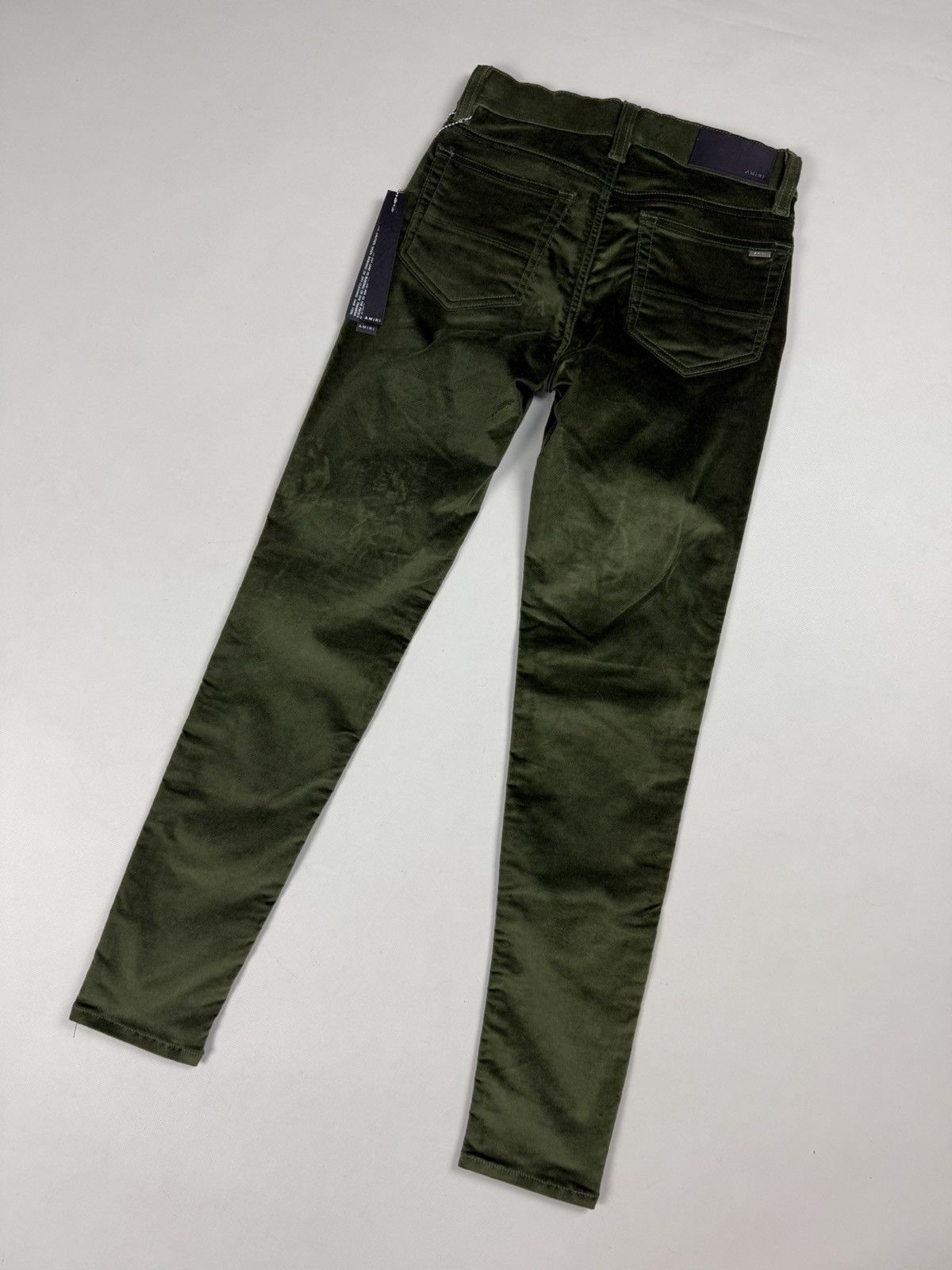 Amiri BNWT Amiri Skinny Stack Military Green Velour Pants Trousers Size 25" / US 0 / IT 36 - 21 Thumbnail