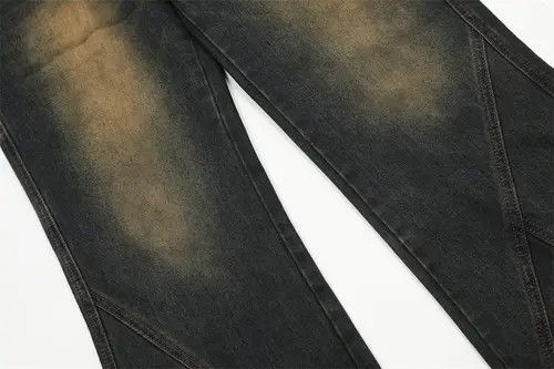Jean Men's distressed split patchwork loose flared jeans Size US 32 / EU 48 - 6 Thumbnail