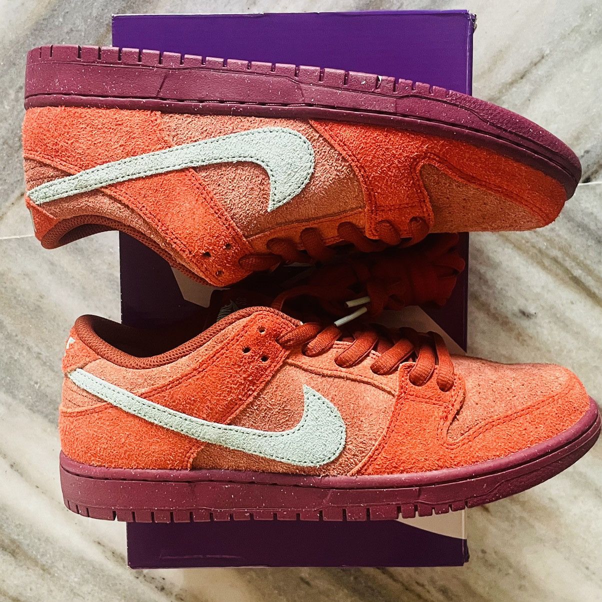 image of Nike Sb Dunk Low Mystic Red Roswood Shoes, Men's (Size 9)