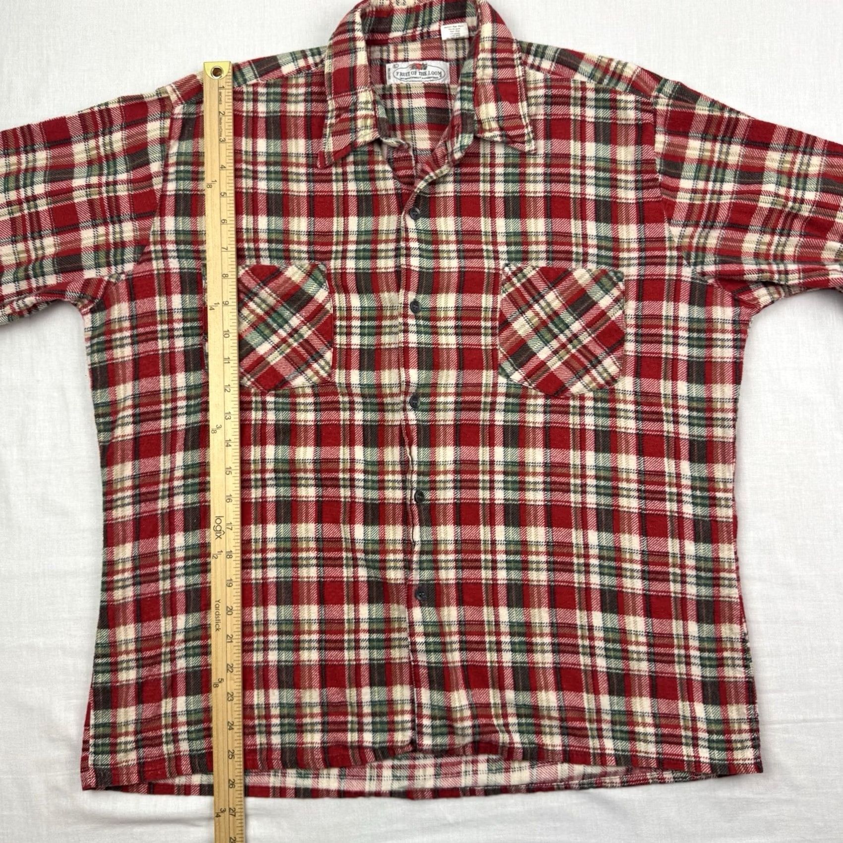 Fruit Of The Loom VINTAGE Fruit Of The Loom Shirt Button-Up Plaid Flannel Adult Large Red Cotton Casual Mens Outdoor 80s 90s Size US L / EU 52-54 / 3 - 7 Thumbnail