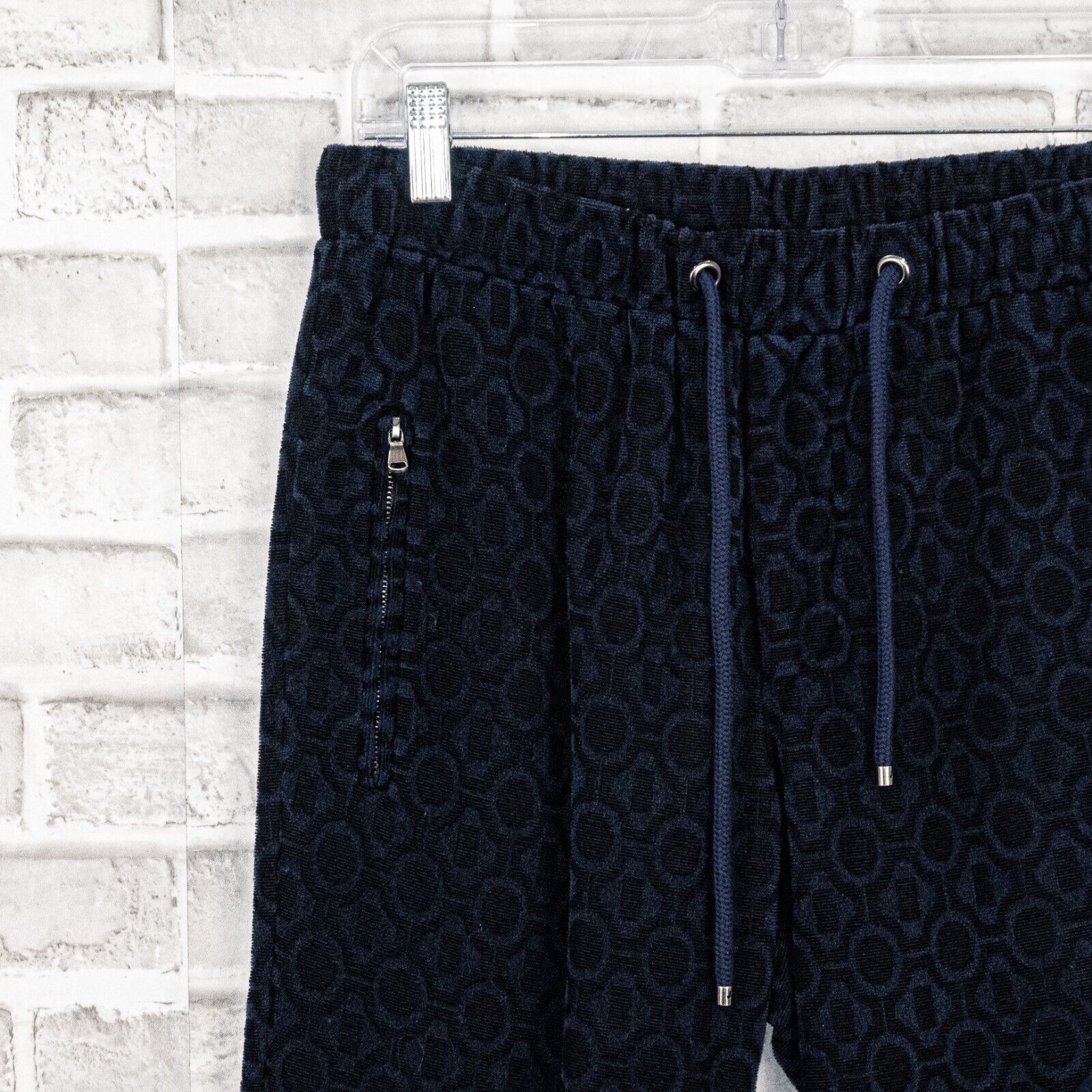 Mr Turk MR TURK Navy Blue Drawstring Pants Geo Print terry ankle Zip Size US 32 / EU 48 - 6 Thumbnail