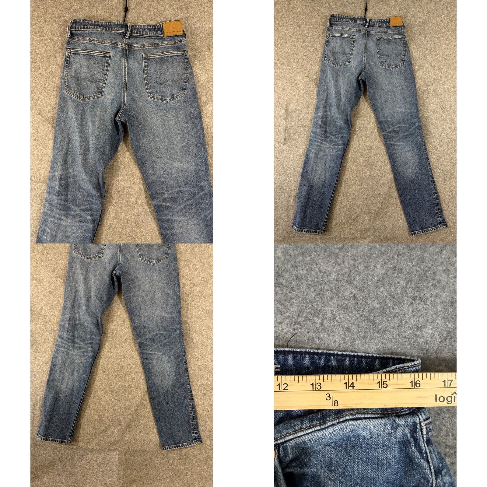 American Eagle Outfitters American Eagle Jeans Mens 32x36 Blue Denim Stretch Slim Straight Flex Whiskering Pockets 5-Pocket Design City Streetwear Y2K Mens Size US 32 / EU 48 - 9 Thumbnail