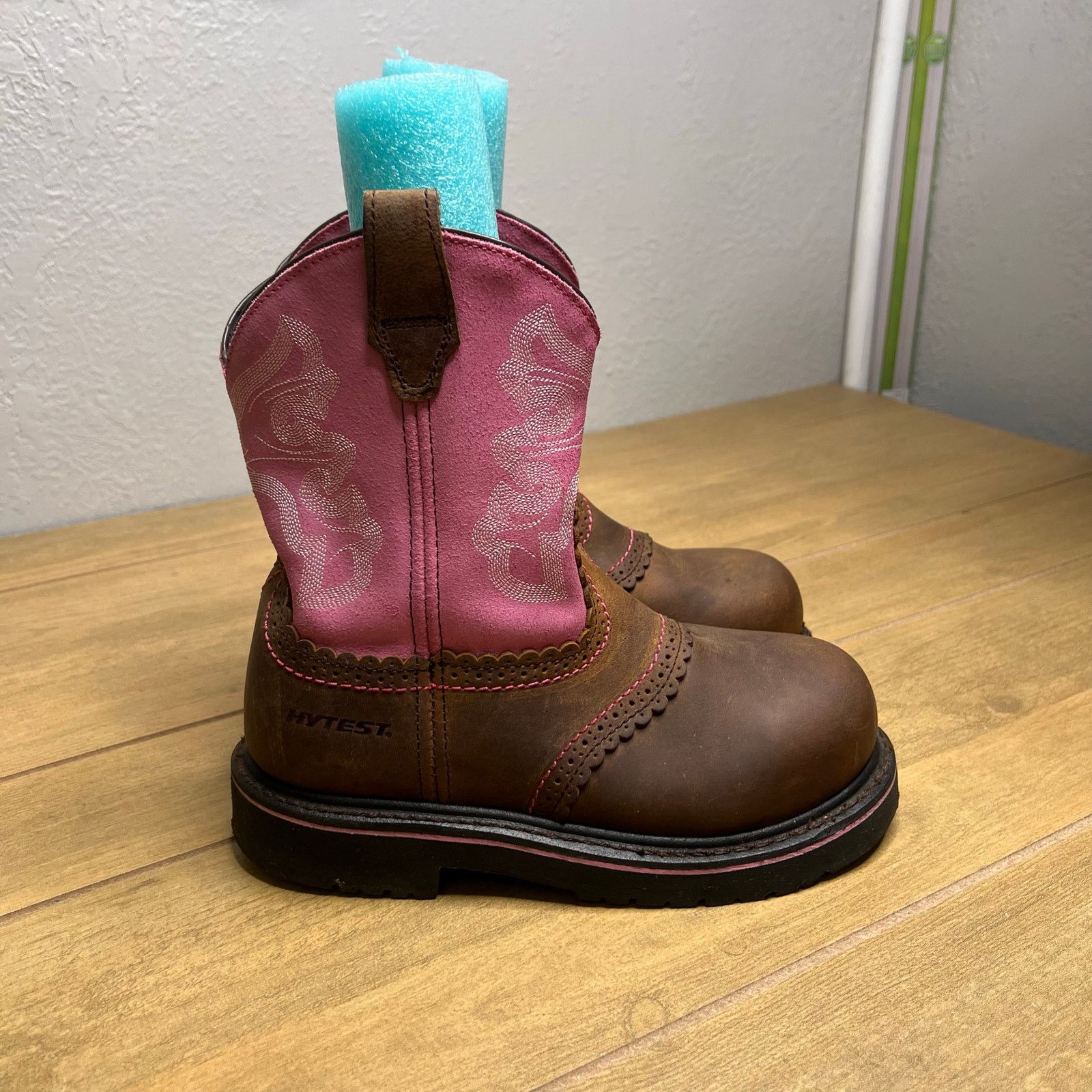 Vintage HYTEST Women's Sz 8 Western Wellington Steel Toe Safety Boot Size US 8 / IT 38 - 1 Thumbnail