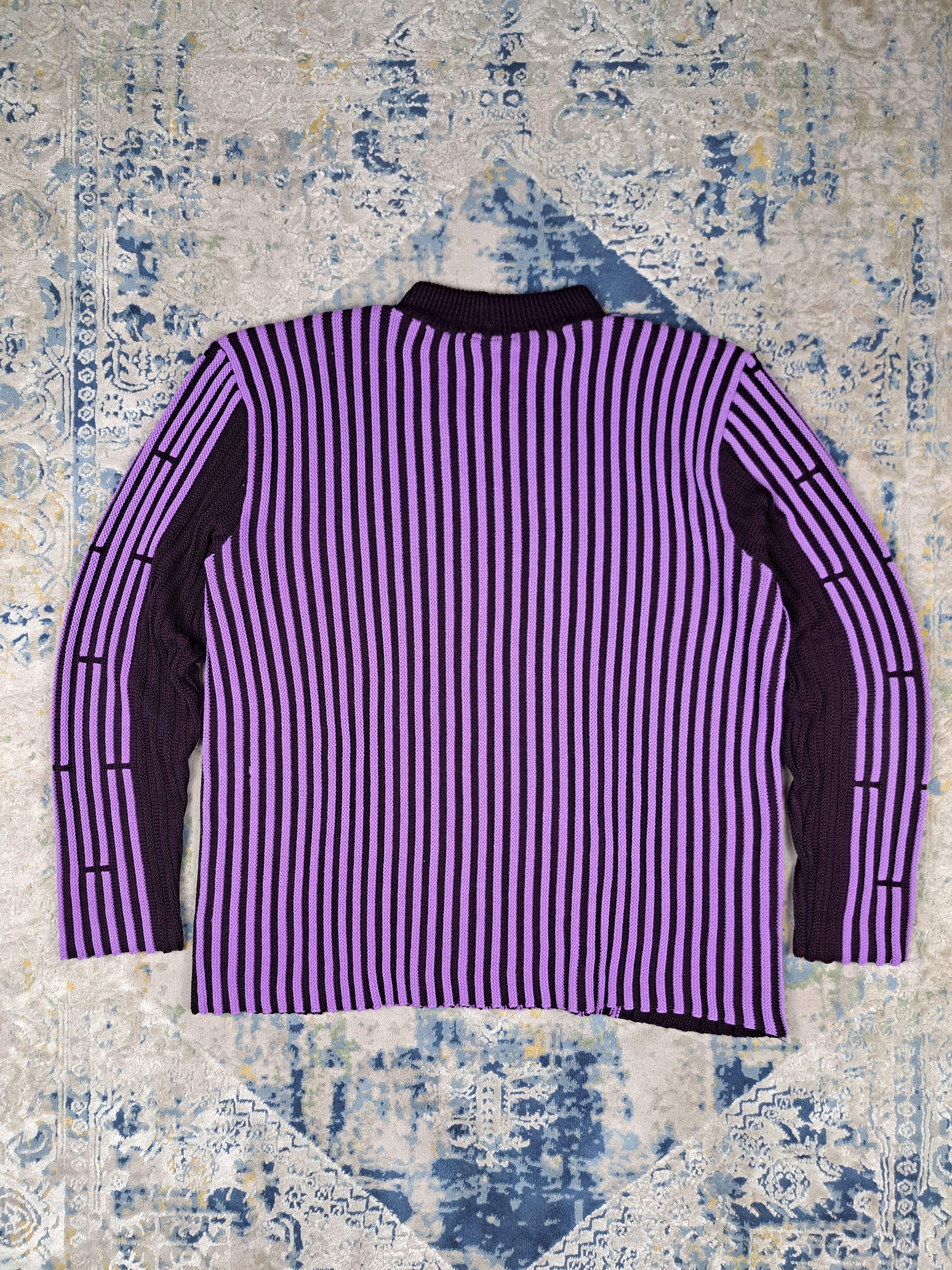 Japanese Brand Crazy Vintage y2k Purple Ribbed Knit Sweater Techno Size US L / EU 52-54 / 3 - 7 Thumbnail