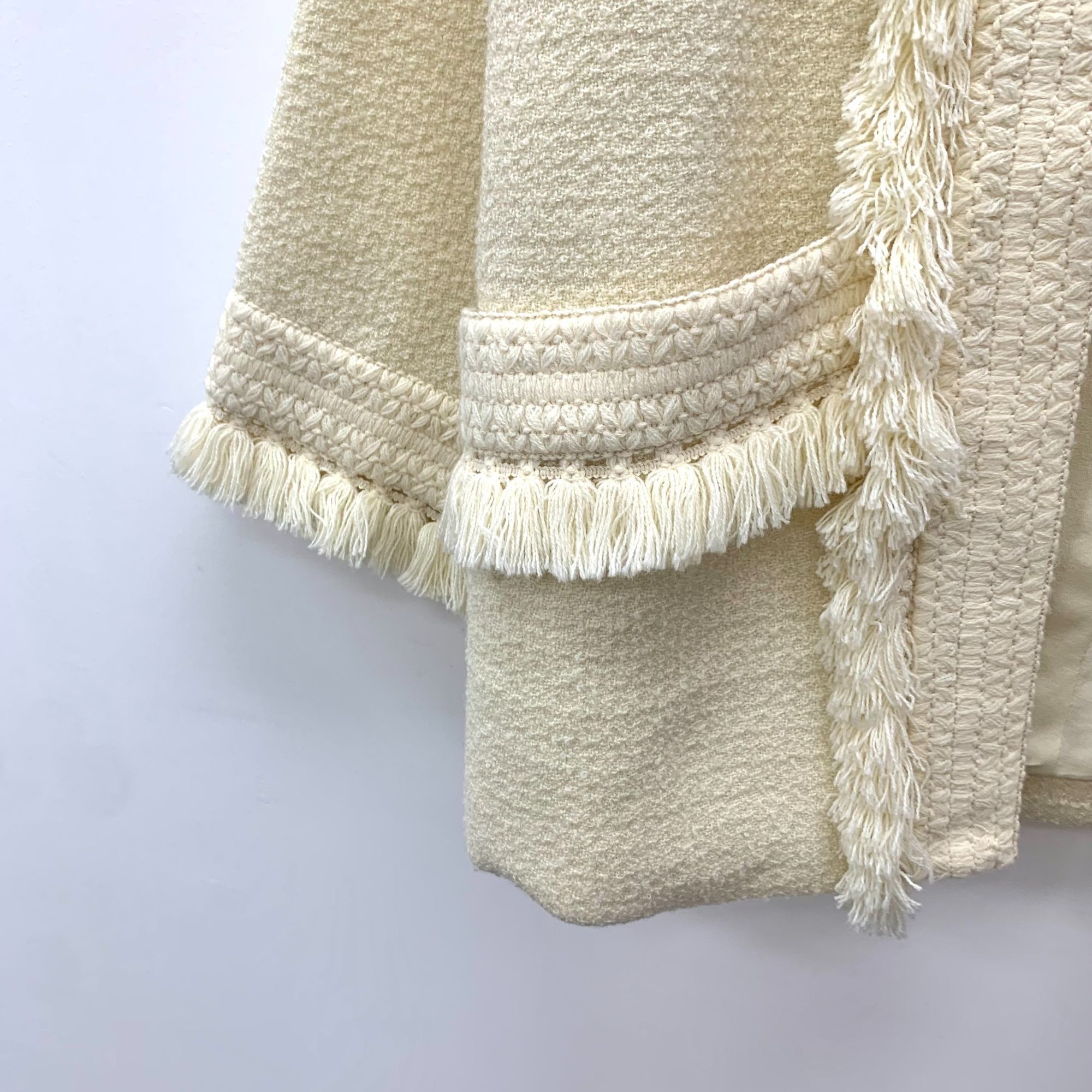 Gucci Gucci Womens Ivory Fringe Trim Open Front Wool Jacket Size XS / US 0-2 / IT 36-38 - 4 Thumbnail