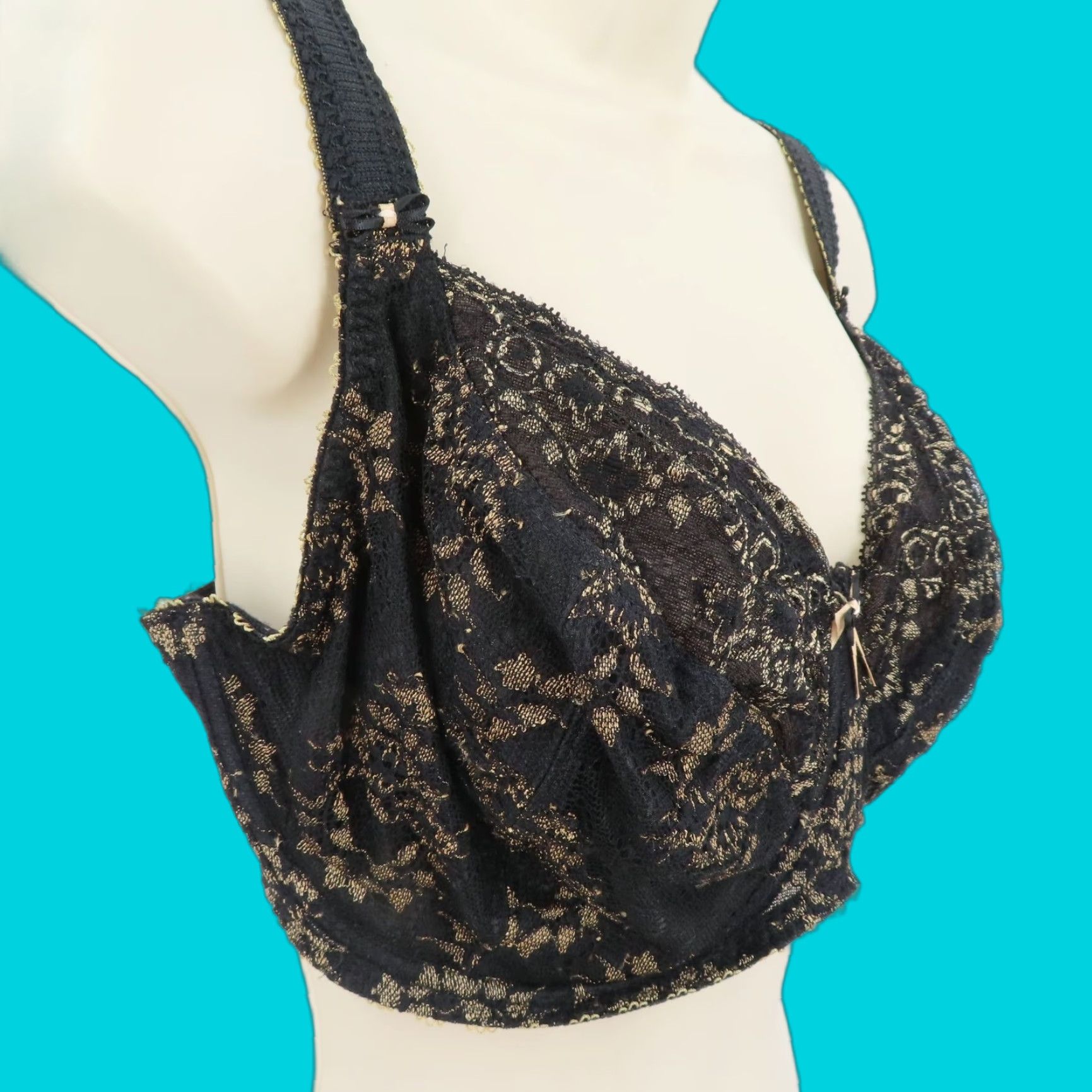 Vintage Fantasie Bra 32HH Black Floral Underwired Bow Style FL2411BLK Bra Women HH Flower T-Shirt 32 Black Womens Size ONE SIZE - 1 Thumbnail