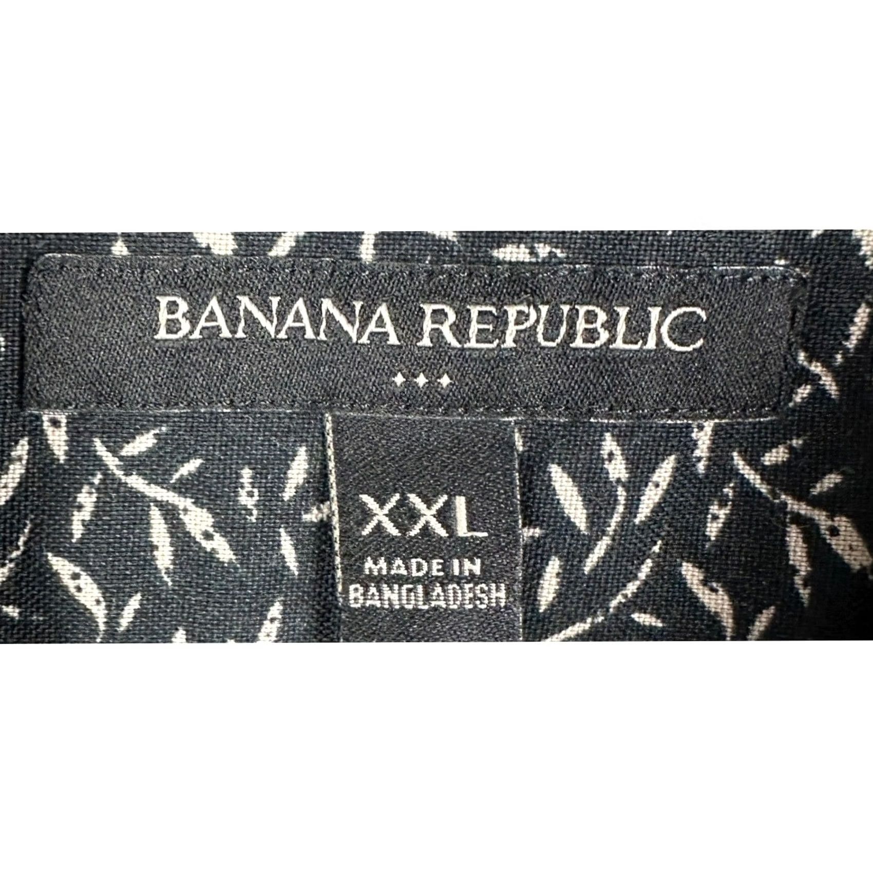 Banana Republic Banana Republic Shirt Mens 2XL Black Leaf Print Button Up Casual Long Sleeve EUC Size US XXL / EU 58 / 5 - 4 Thumbnail