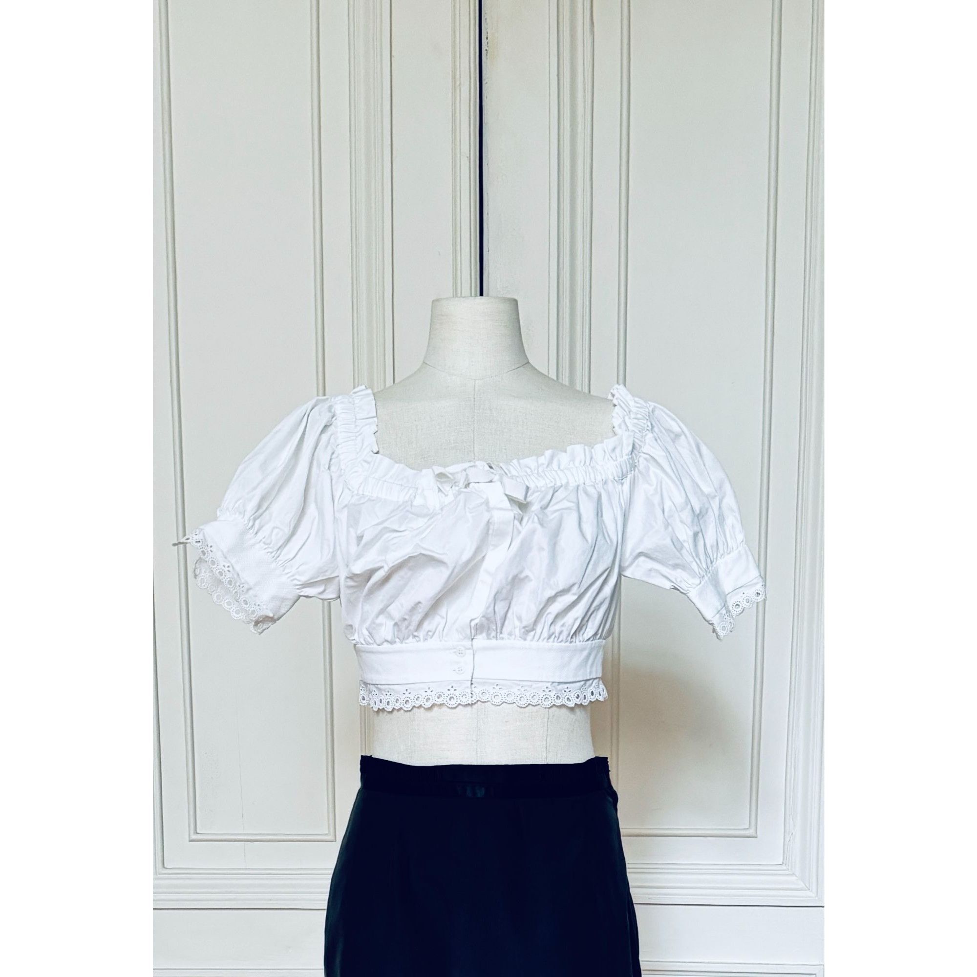 Alexander McQueen White Cropped Blouse Size S / US 4 / IT 40 - 1 Thumbnail