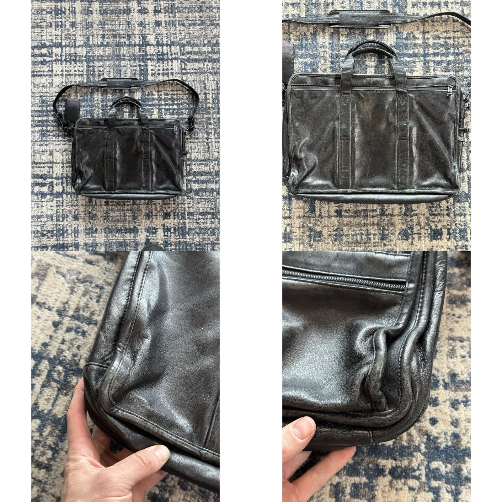 Tumi VINTAGE Tumi Alpha Briefcase Black Napa Leather 17x13x4 Men Large 90s Designer Patina Attaché Bag Size ONE SIZE - 8 Thumbnail