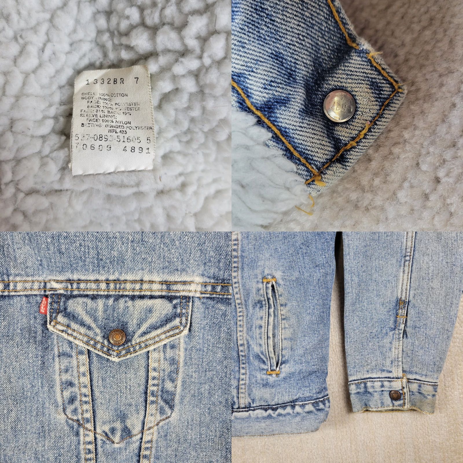 Levi's VINTAGE Levi's Trucker Jacket Mens XL Blue Denim Jacket Short 52 in Chest Distressed Lined Polyester Warmth 400 80s 90s Mens Size US XL / EU 56 / 4 - 8 Thumbnail