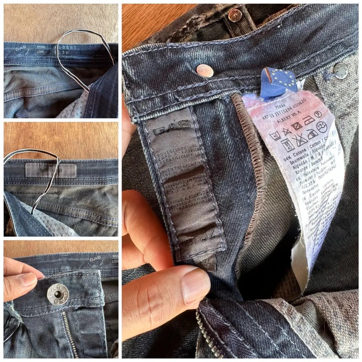 GAS GAS JEANS VINTAGE LABEL COW LEATHER DISTRESSED DENIM PANTS Size US 30 / EU 46 - 13 Thumbnail