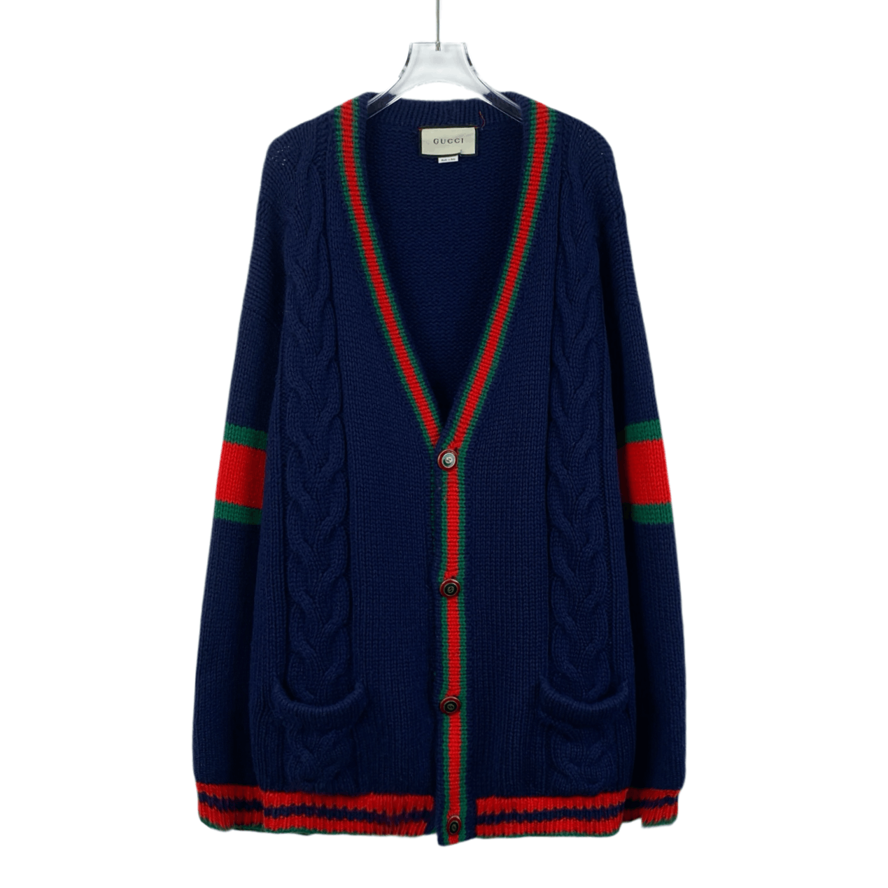 Gucci Gucci Blue Striped Wool Knit Cardigan (Size XXL) Size XXL / US 16-18 / IT 52-54 - 1 Thumbnail
