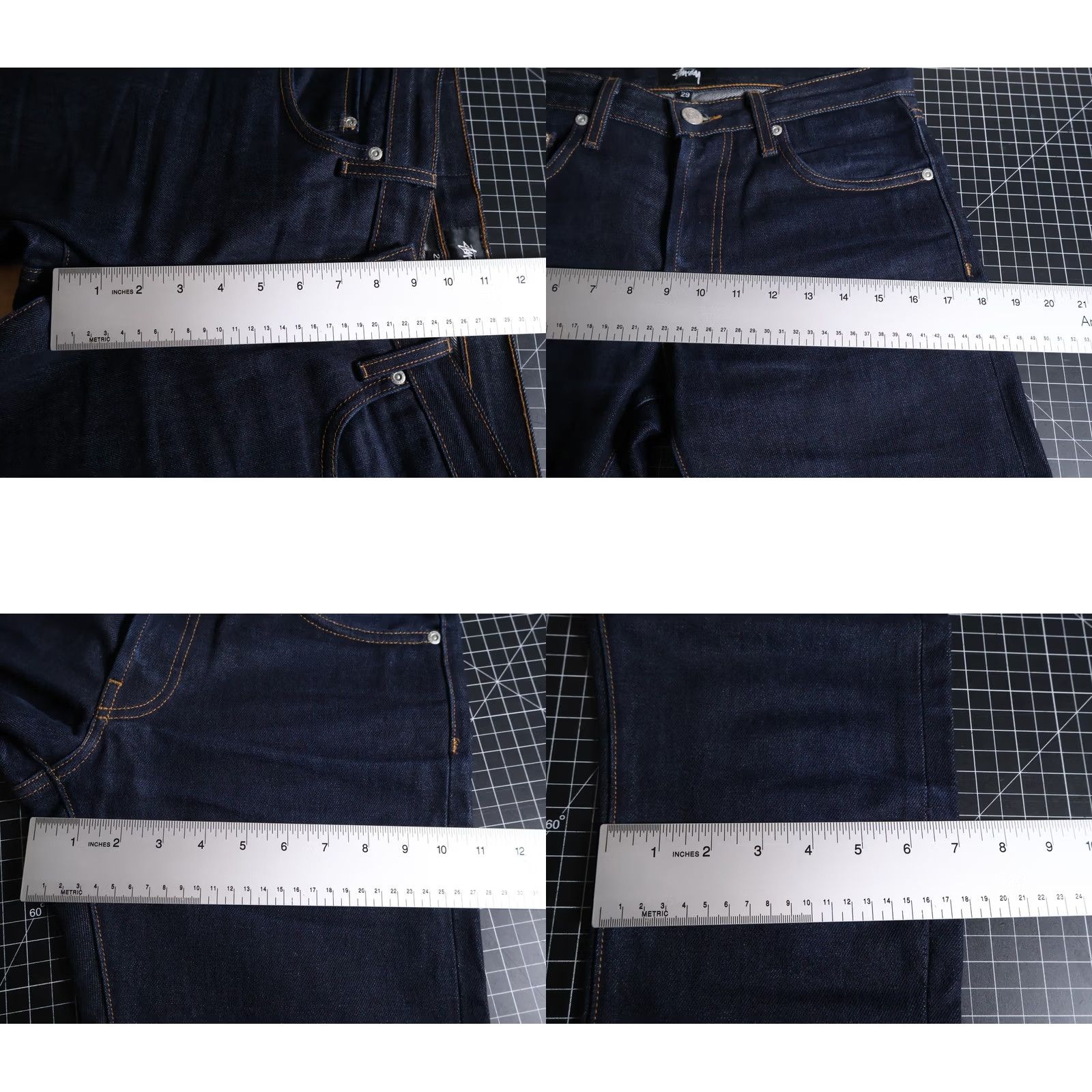 Vintage Stussy Jeans Men's 29 x 29 Dark Blue Skinny Low Rise Button Fly USA Made Size US 30 / EU 46 - 8 Thumbnail