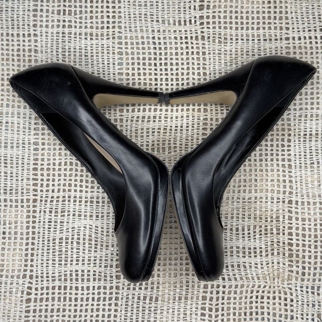 Franco Sarto Franco Sarto Womens 8 Napoli Pump Black Leather Heel (8.5) Size US 8 / IT 38 - 3 Thumbnail
