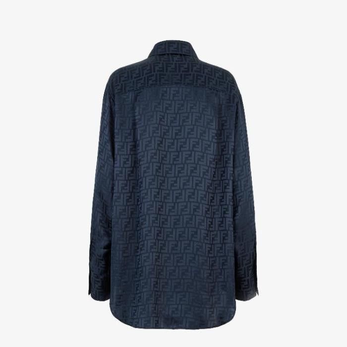 Fendi o1w1db10325 FS8107 Shirt in Navy Blue Size M / US 6-8 / IT 42-44 - 2 Thumbnail