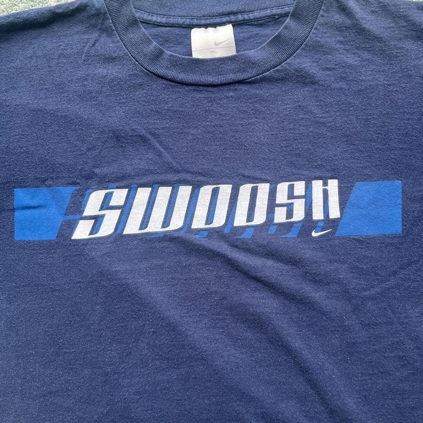 Nike Early 2000s Nike Sportswear Swoosh Two Tone Blue T-Shirt XL Size US XL / EU 56 / 4 - 2 Thumbnail