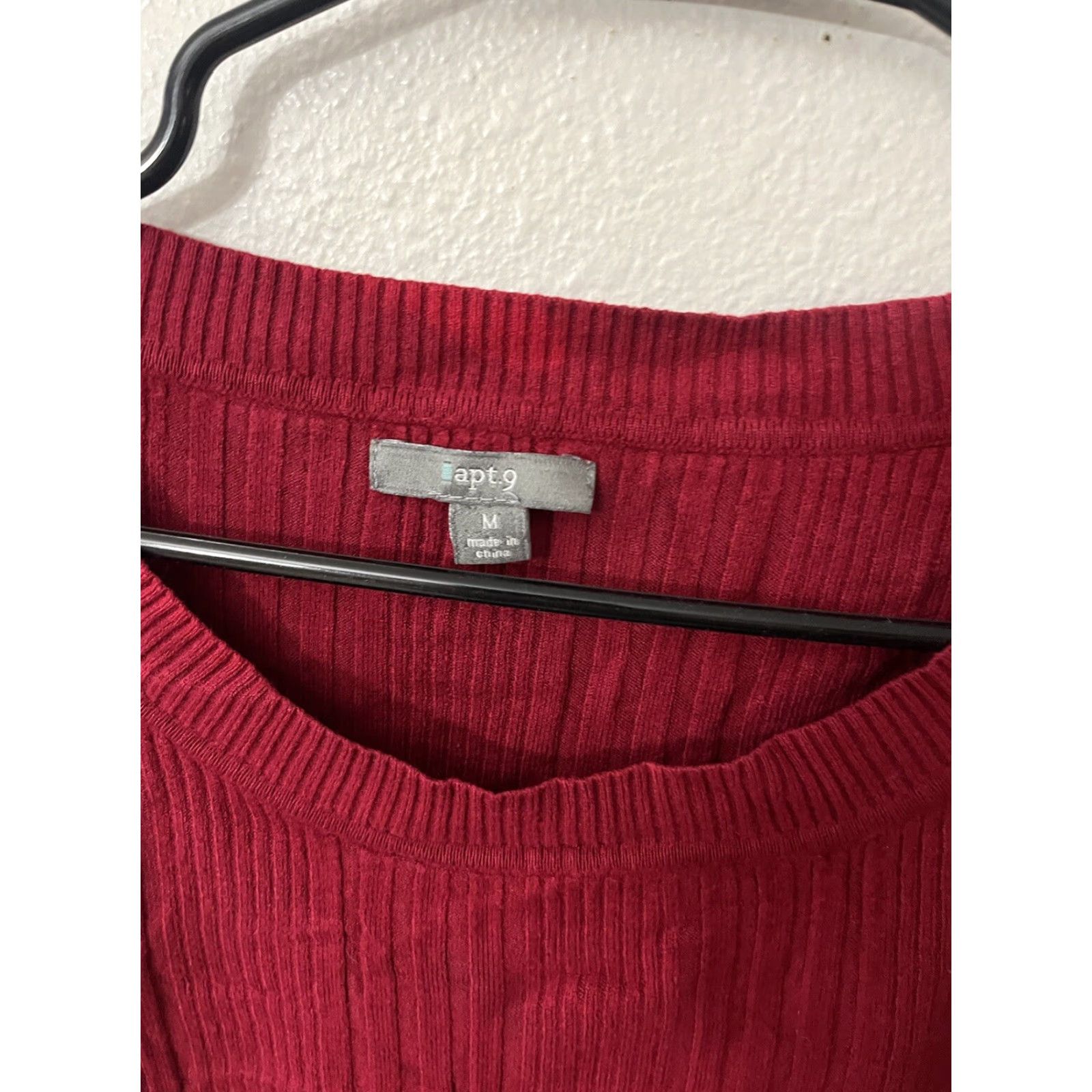 Apt. 9 APT. 9 Women's Red Crewneck Sweater Medium Long Sleeve Pullover Casual Glittered Knit Size M / US 6-8 / IT 42-44 - 2 Thumbnail