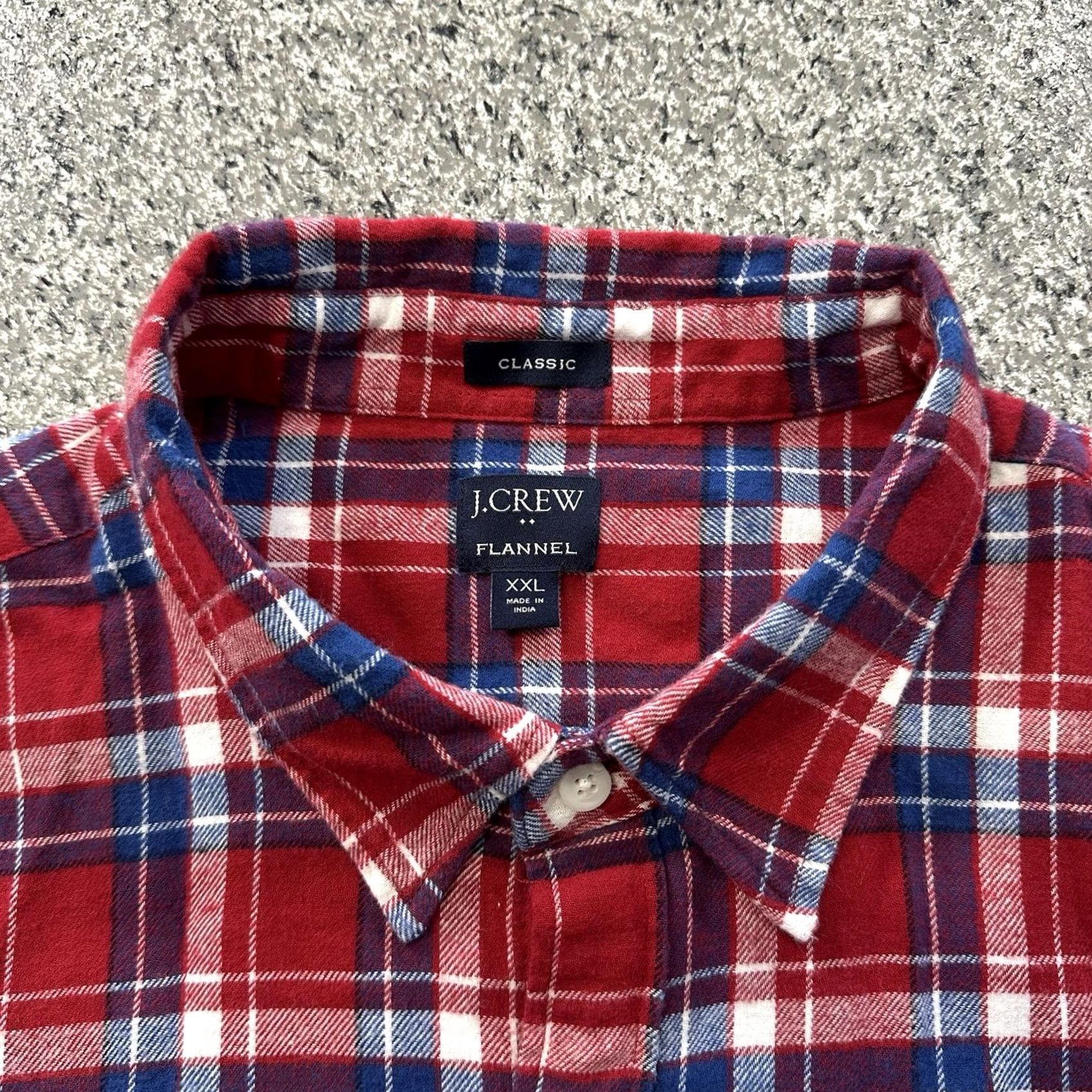 J.Crew J.CREW Buffalo Check Red Flannel Button-Up Shirt - Mens 2XL Classic Fit Long Sleeve Size US XXL / EU 58 / 5 - 2 Thumbnail