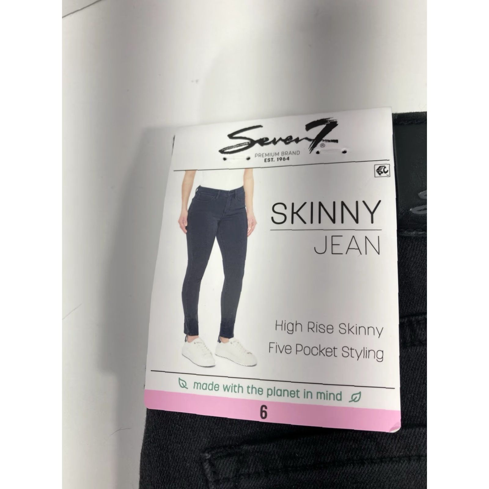 Vintage Seven7 Skinny Jeans Women 6 30X30 Black Denim High Rise Stretch NWT Jeans Women Skinny 30 Inseam 30 Black Size 30" / US 8 / IT 44 - 4 Thumbnail