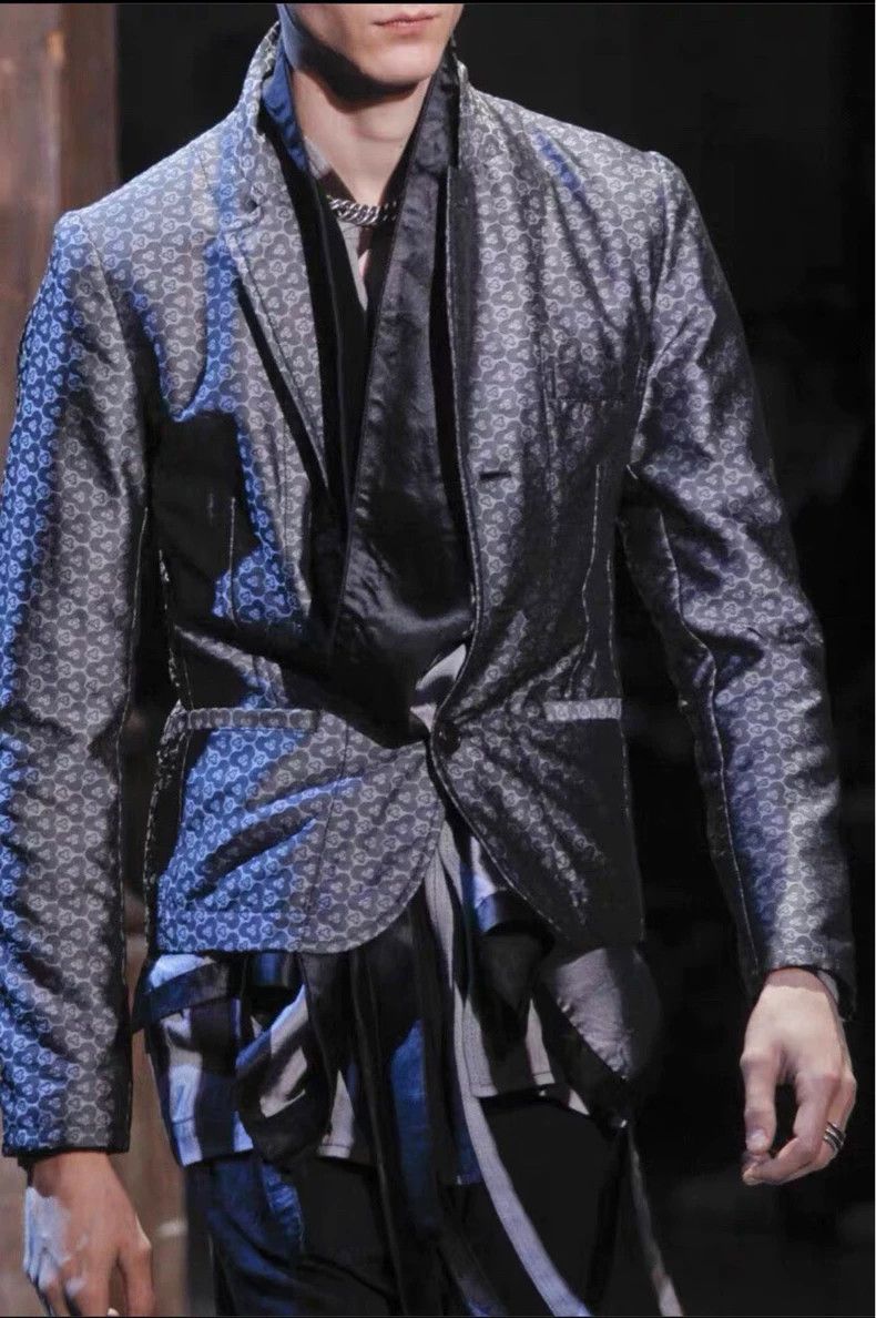 Ann Demeulemeester Ann Demeulemeester Silk Gray Pattern Blazer Size US S / EU 44-46 / 1 - 1 Thumbnail
