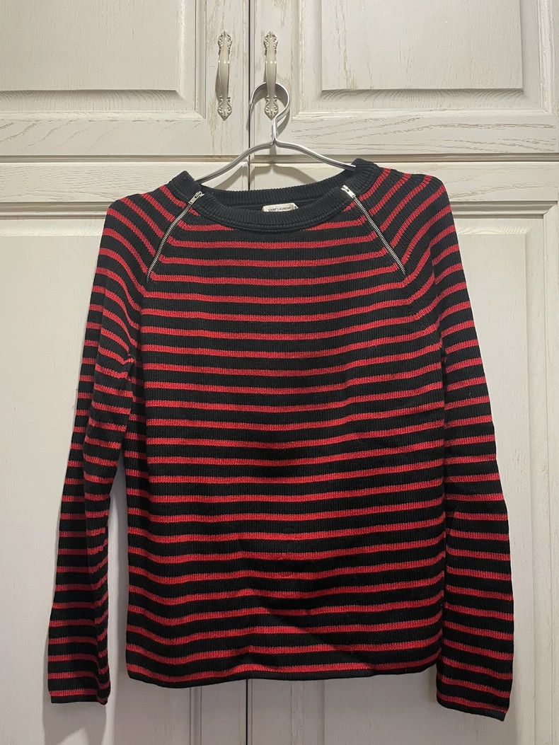 Saint Laurent Paris Saint Laurent Red Black Stripe Sweater - dmc Size US S / EU 44-46 / 1 - 1 Thumbnail