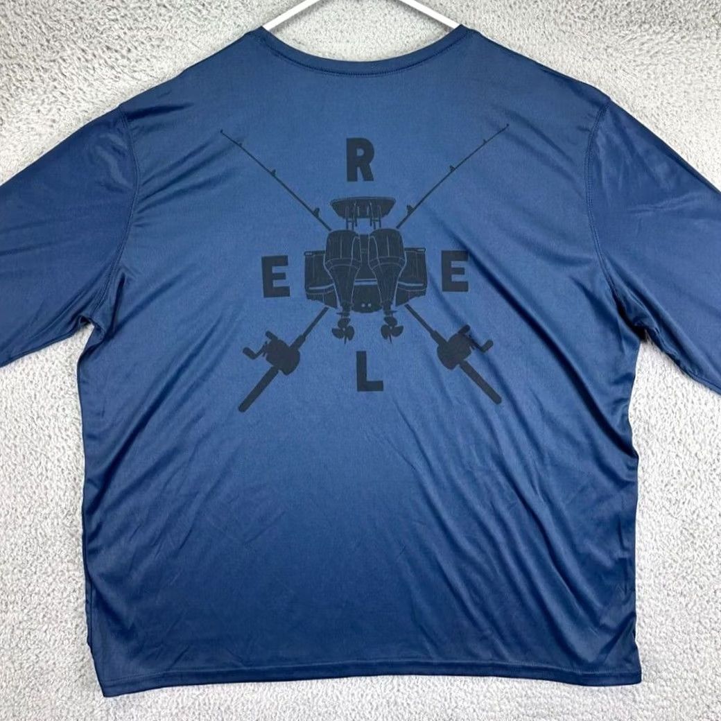 Alife Reel Life Fishing Shirt Adult 2X Big Blue Long Sleeve Fisherman Outdoor Mens Size US XXL / EU 58 / 5 - 2 Thumbnail