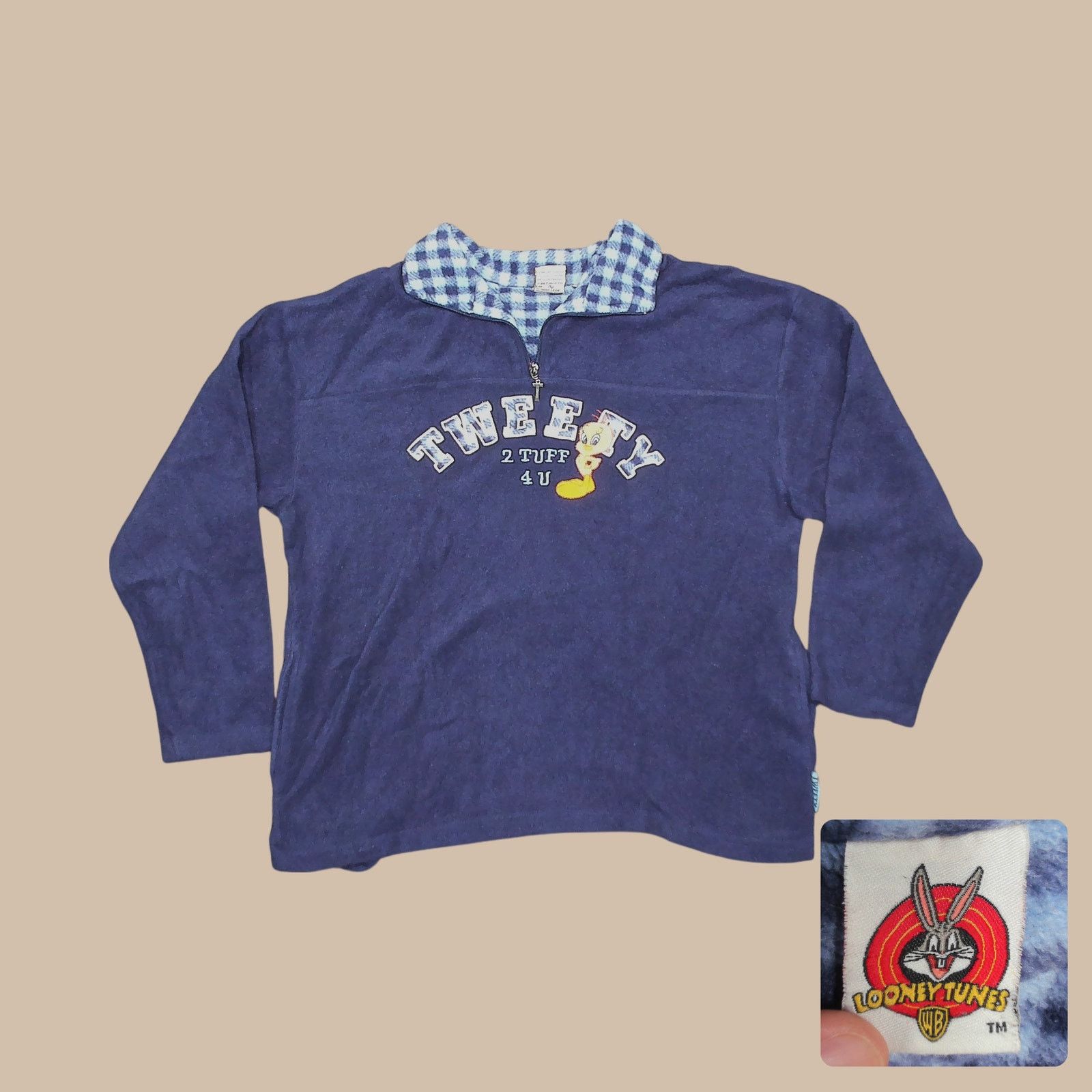 Vintage Vintage 2002 Jerry Leigh Tweety Boxy Fleece Quarter Zip Size S / US 4 / IT 40 - 1 Thumbnail