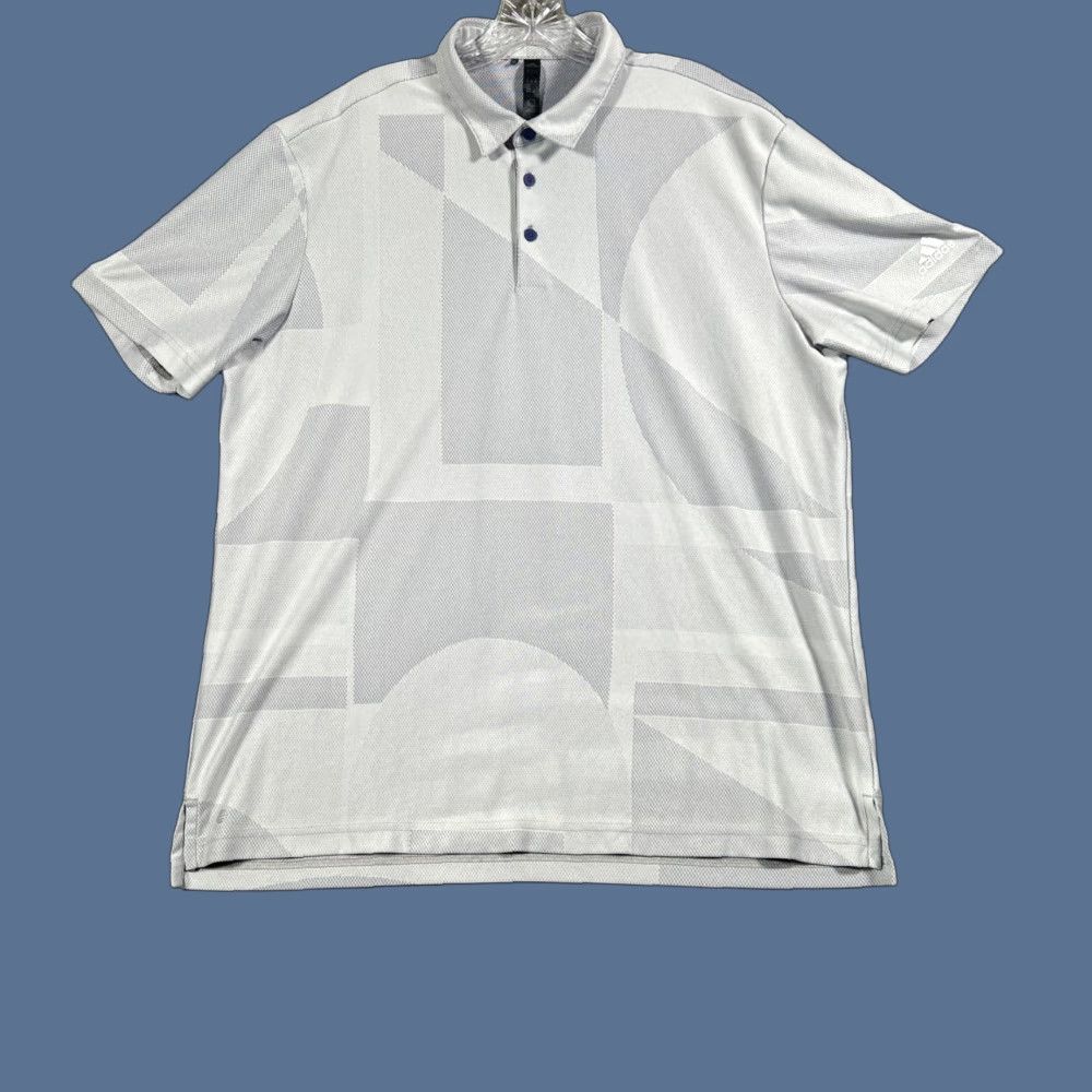 Adidas Adidas Jacquard Mens XL Gray Polyester Short Sleeve Polo Shirt Stretch Shirt Polo Size US XL / EU 56 / 4 - 1 Thumbnail