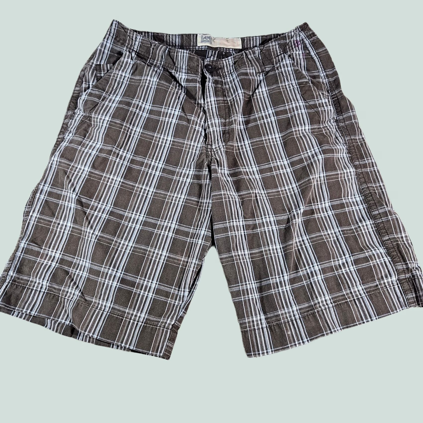 Lee Lee Mens 32 Brown Plaid Chino Bermuda Shorts Outdoor Cotton Stain Size US 32 / EU 48 - 1 Thumbnail