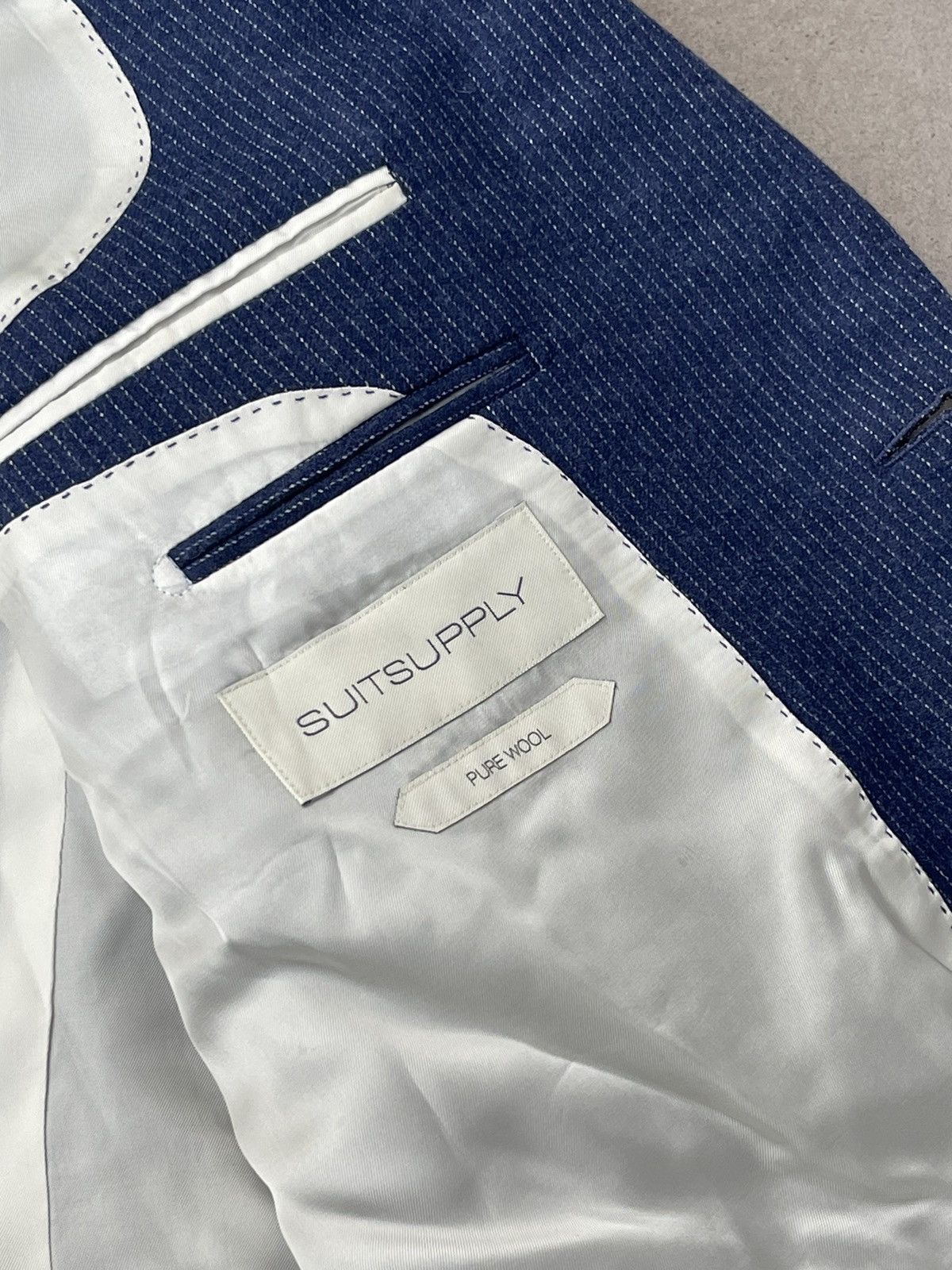 Suitsupply SS15 Suitsupply Havana White Striped Navy Wool Casual Blazer Size US L / EU 52-54 / 3 - 15 Thumbnail