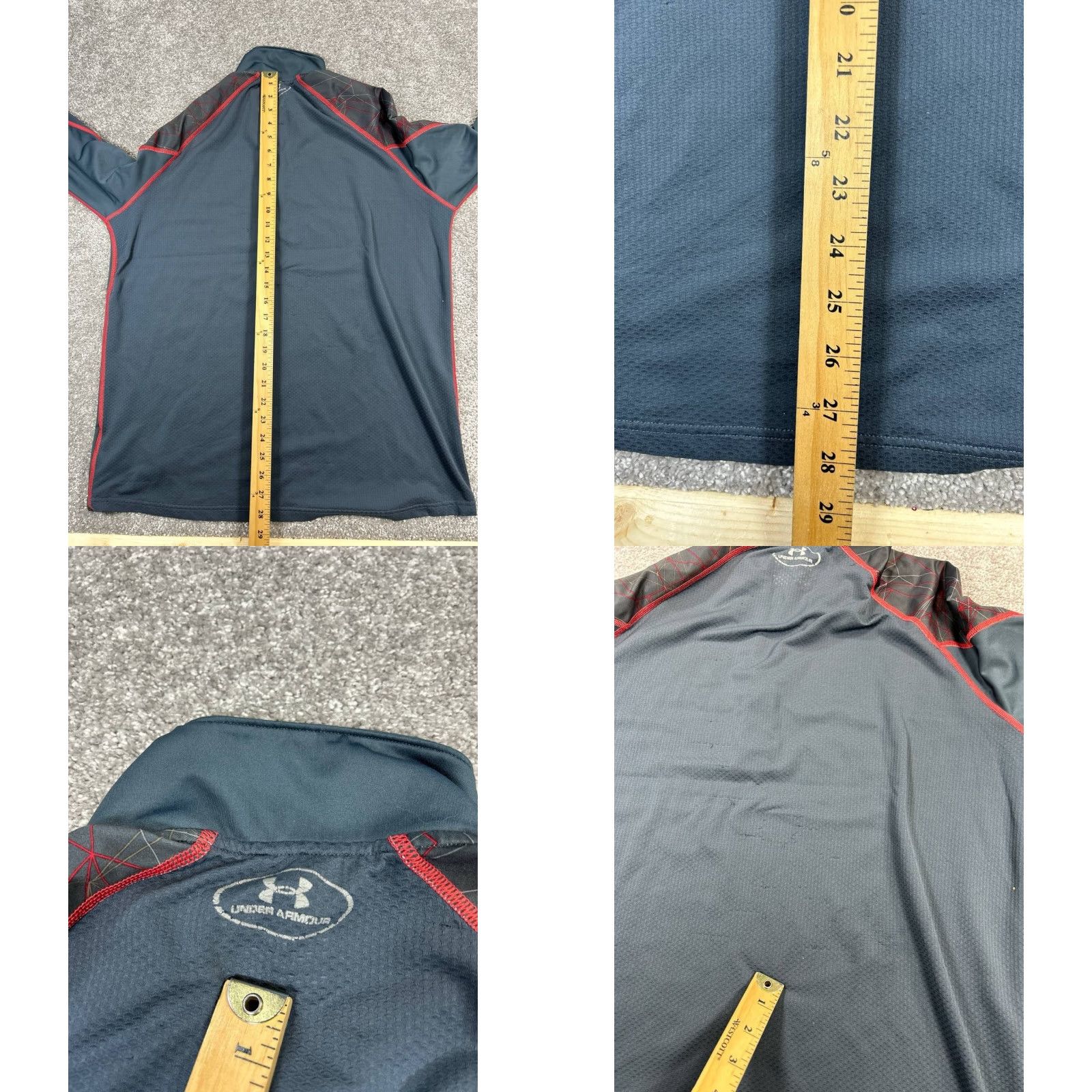 Under Armour Under Armour Pullover Shirt Mens L Gray Red ColdGear 1/4 Zip Activewear Running & Jogging Mens Size US L / EU 52-54 / 3 - 8 Thumbnail