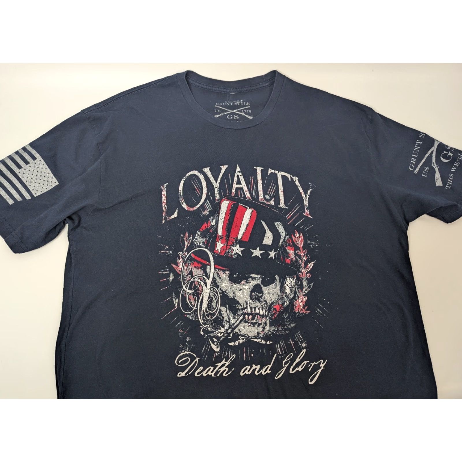 Vintage VINTAGE Grunt Style Loyalty Death And Glory Shirt Skull Patriotic Graphic S/S Tee 2XL Size US XXL / EU 58 / 5 - 2 Thumbnail