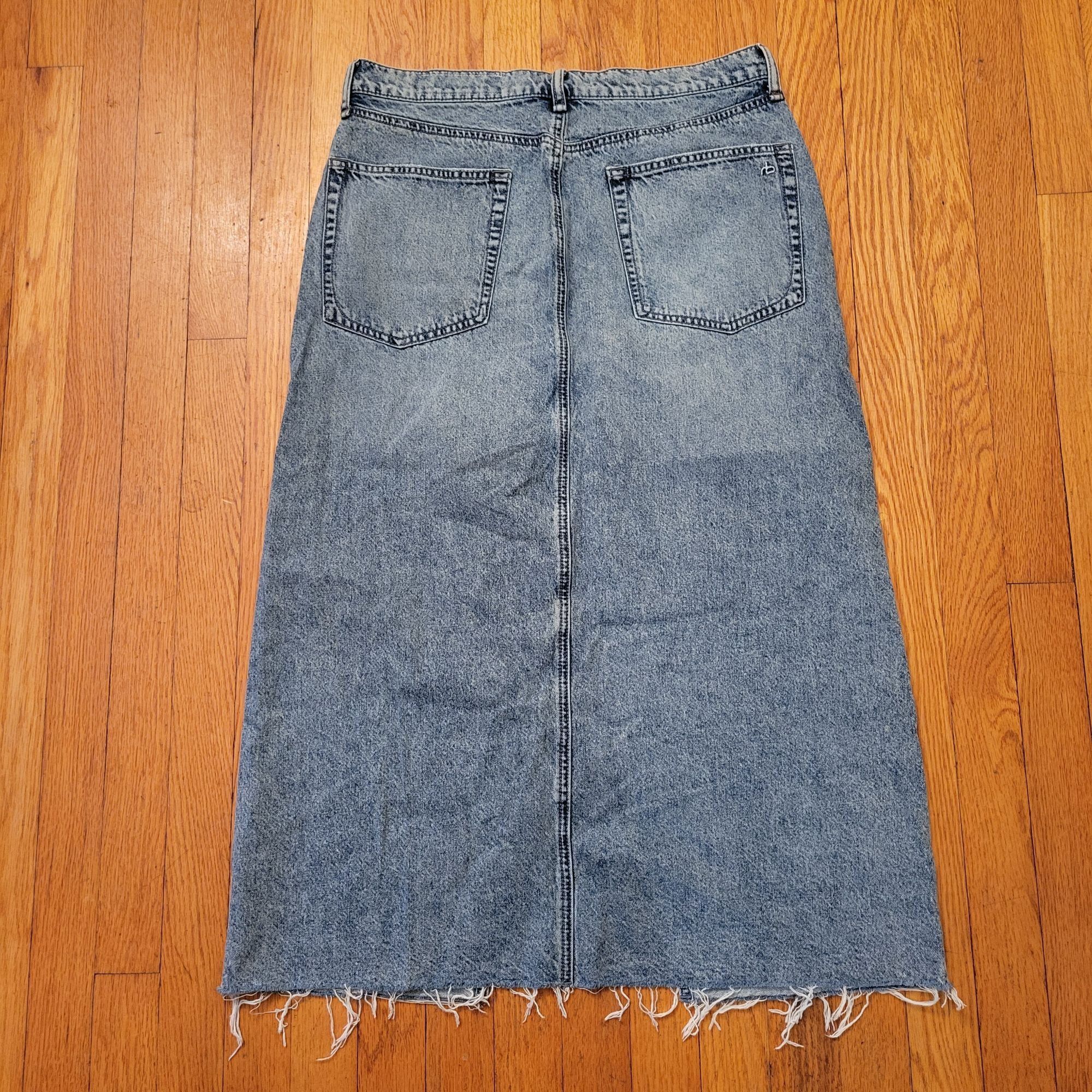 Rag & Bone Rag Bone 31 CLARA High Waist Distressed Denim Maxi Skirt Fra Size 31" - 4 Thumbnail