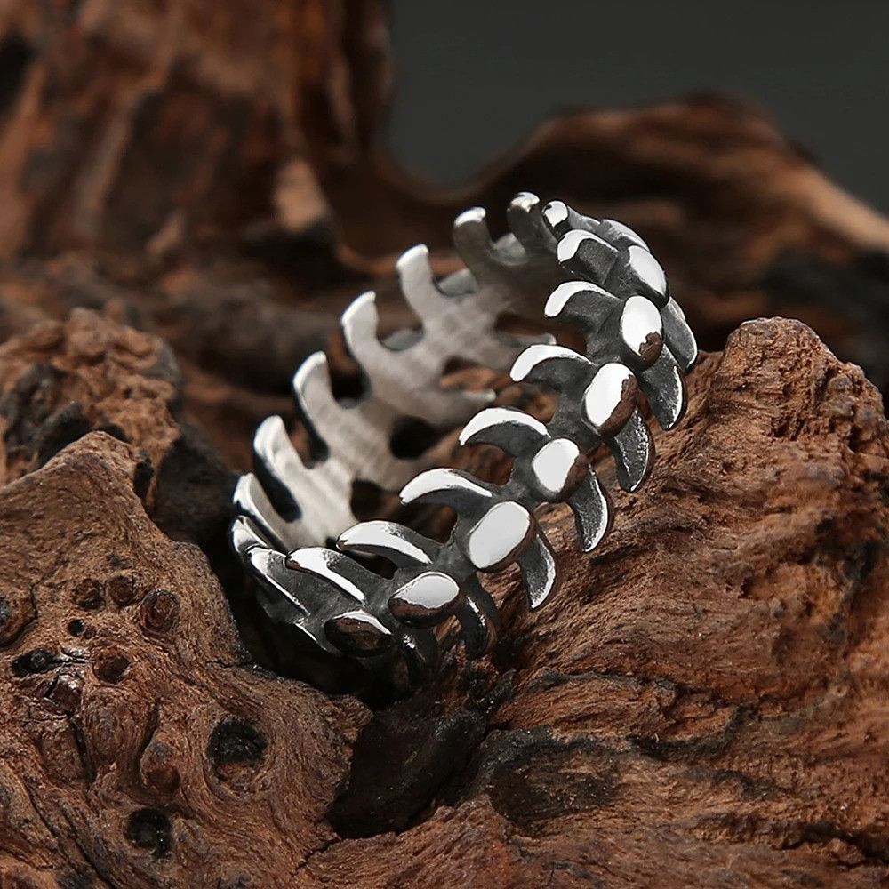 Other Stainless Steel Fish Bone Ring Size ONE SIZE - 5 Thumbnail